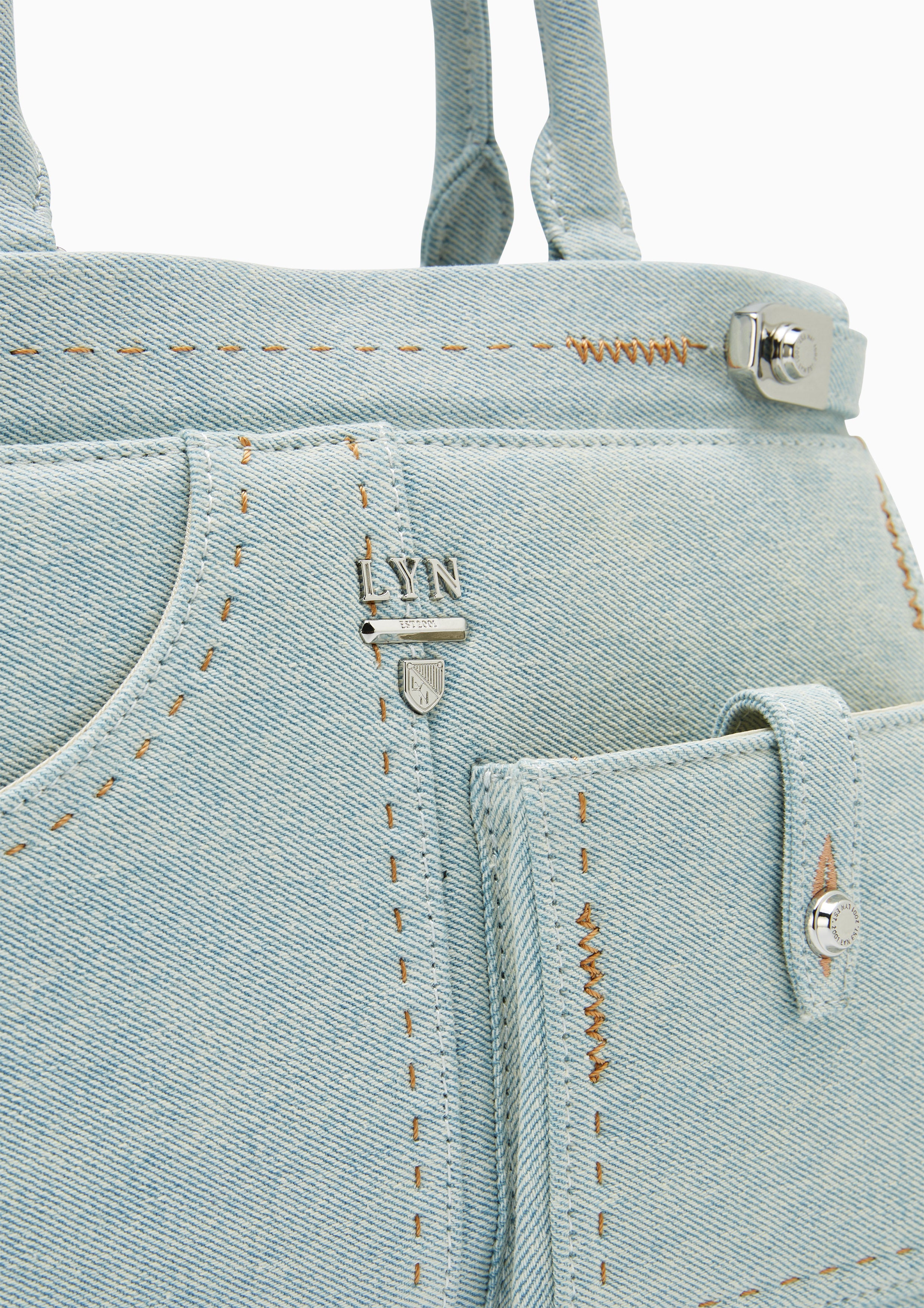 Re-Edit Stitched L Handbag Light Blue