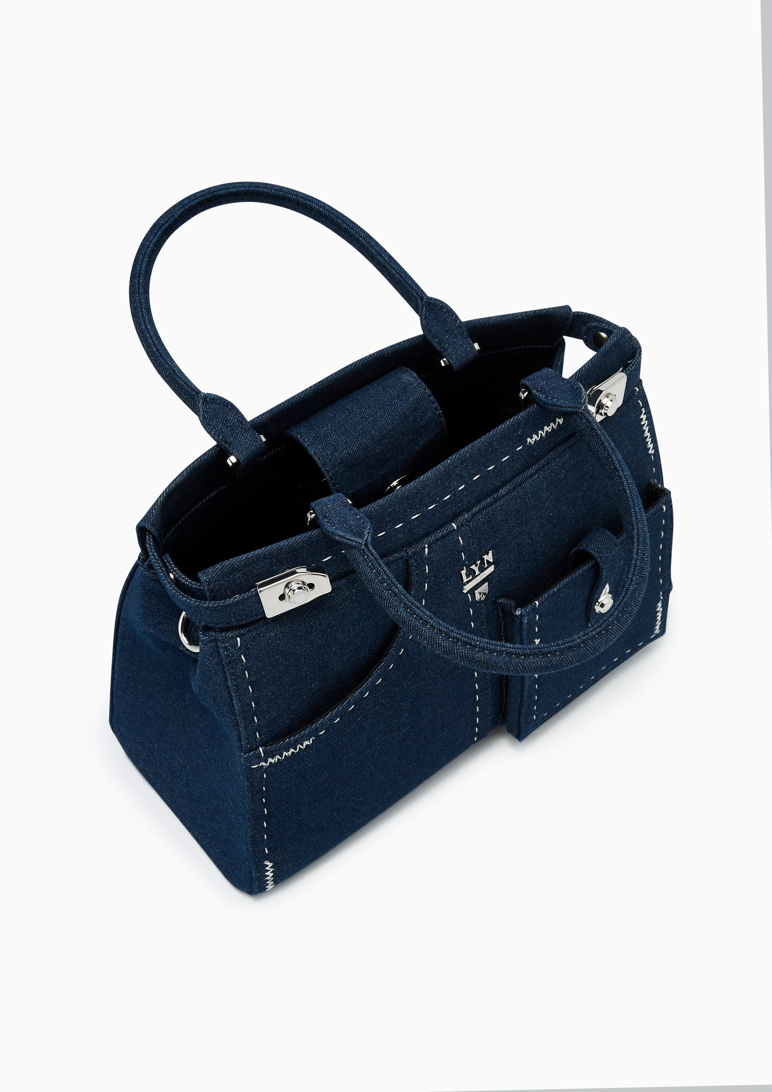 Re-Edit Stitched L Handbag Blue