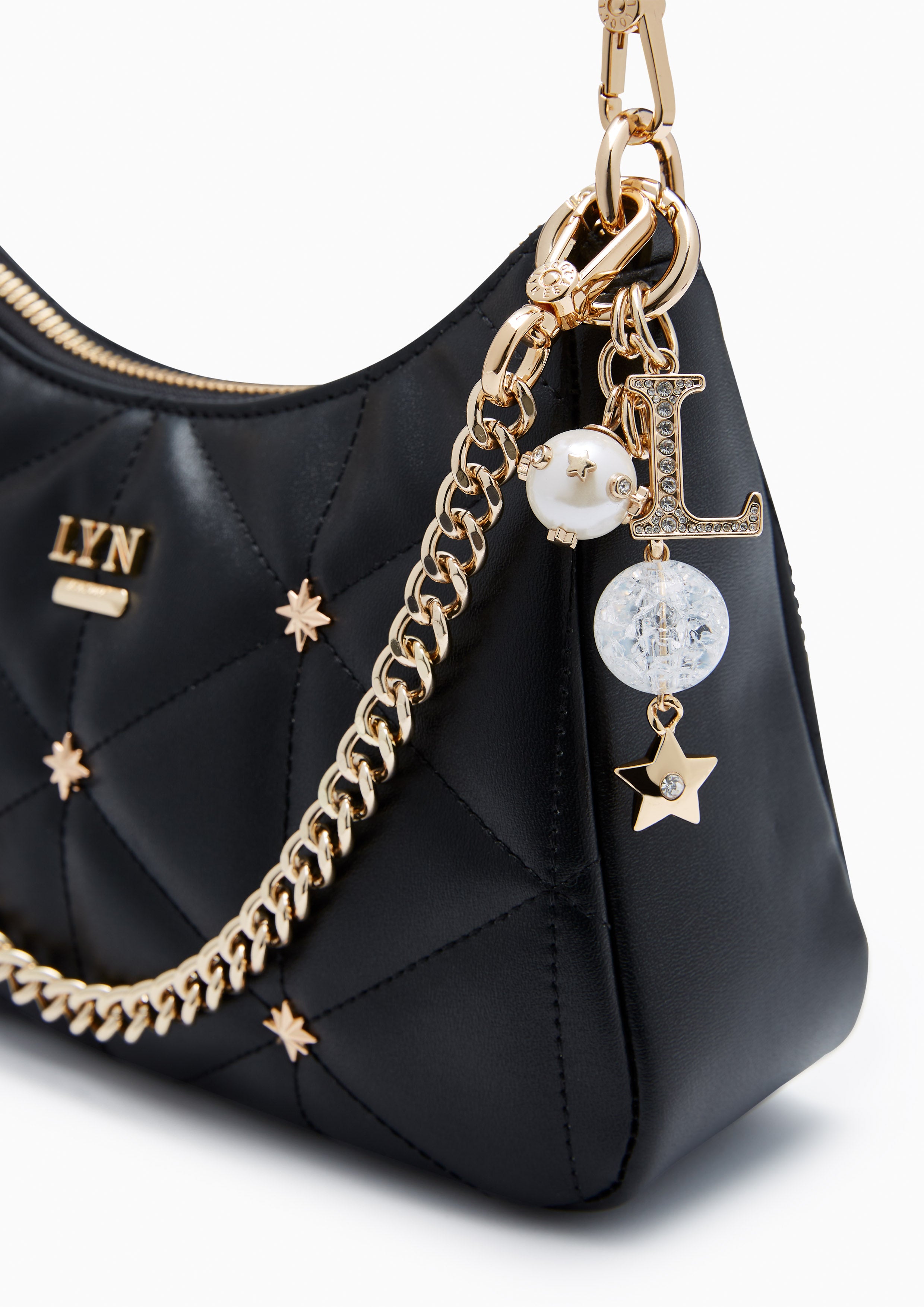 North Tricia Star Quilted Crossbody Bag Black