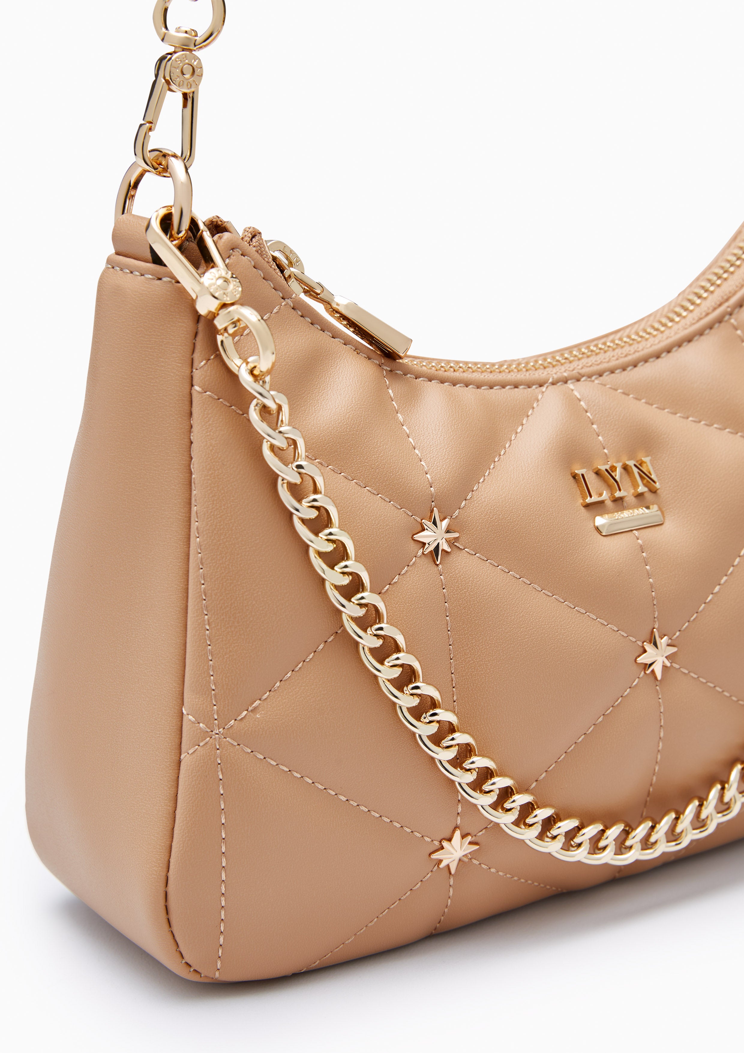 North Tricia Star Quilted Crossbody Bag Light Brown