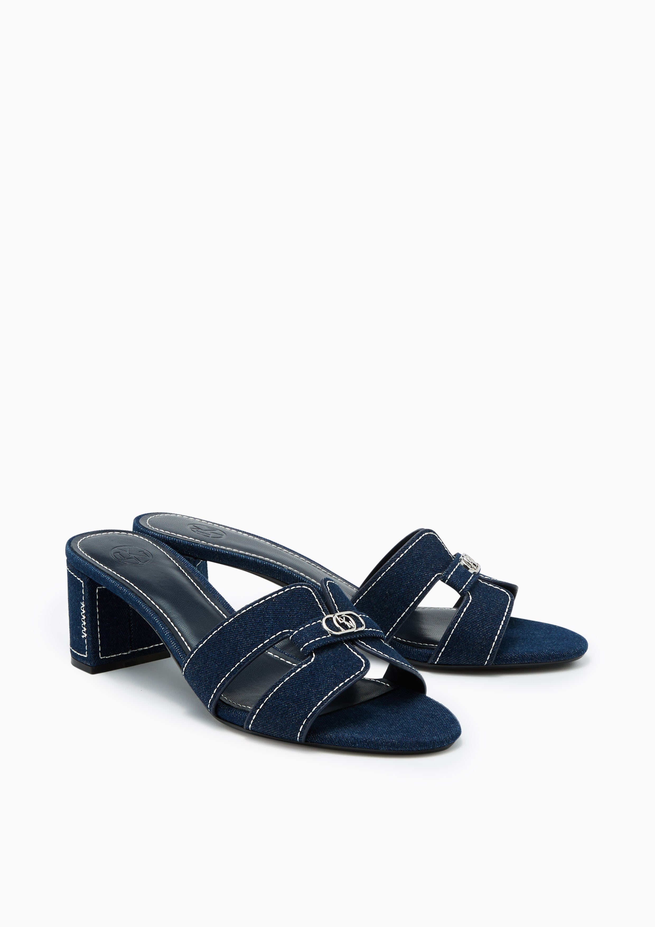 รองเท้าส้นสูงยีนส์ Hey Mid Stitched