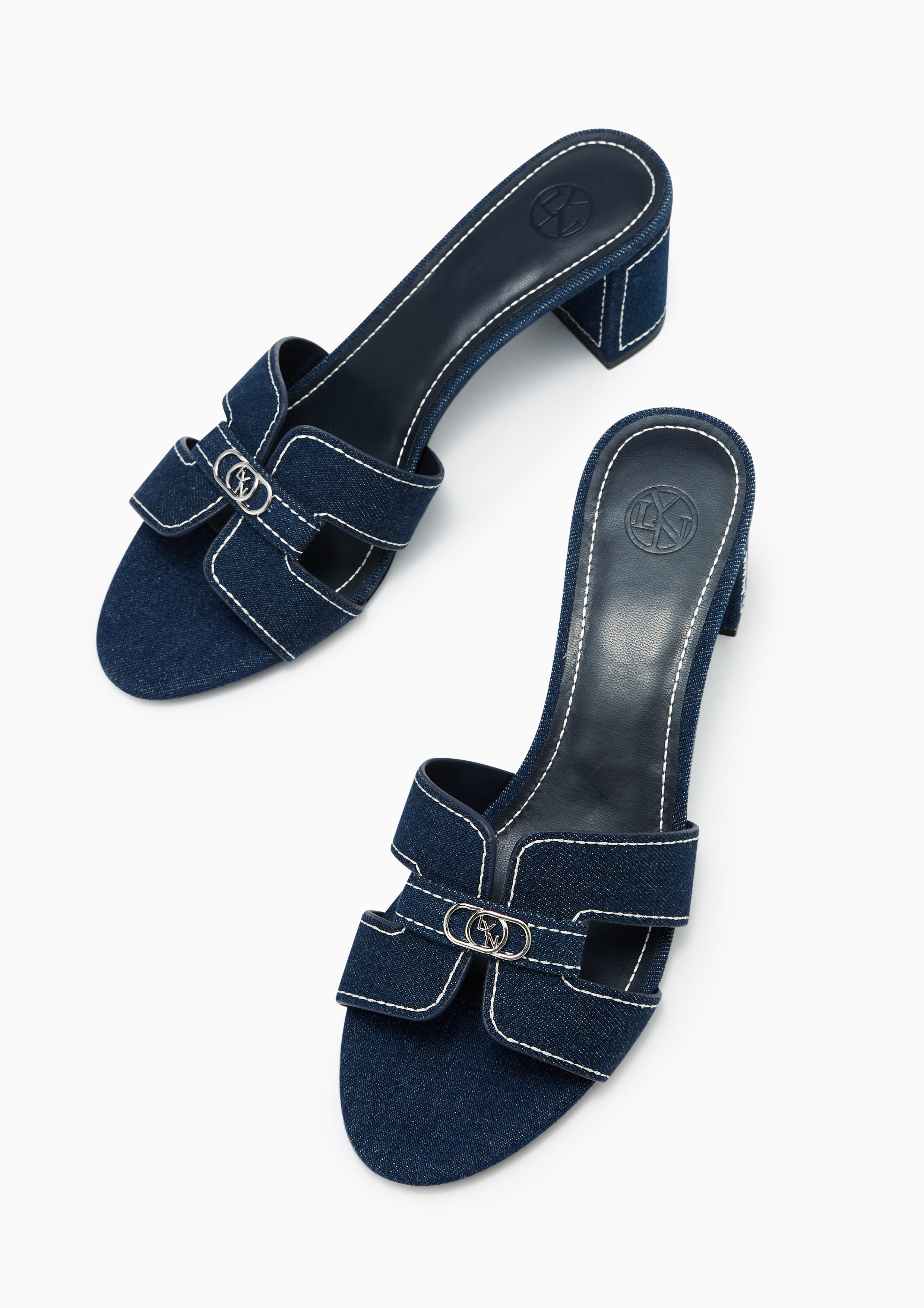 รองเท้าส้นสูงยีนส์ Hey Mid Stitched