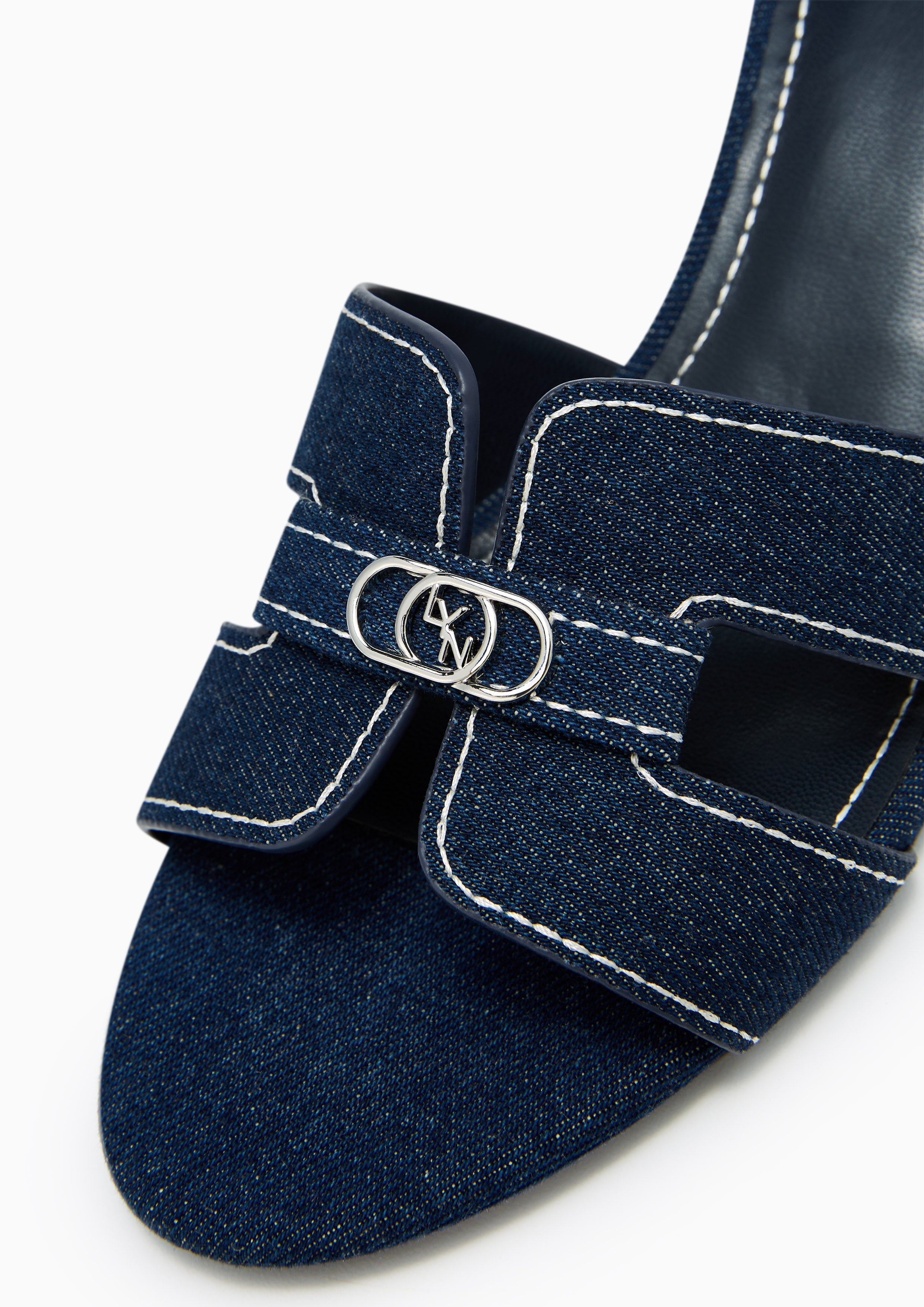 รองเท้าส้นสูงยีนส์ Hey Mid Stitched