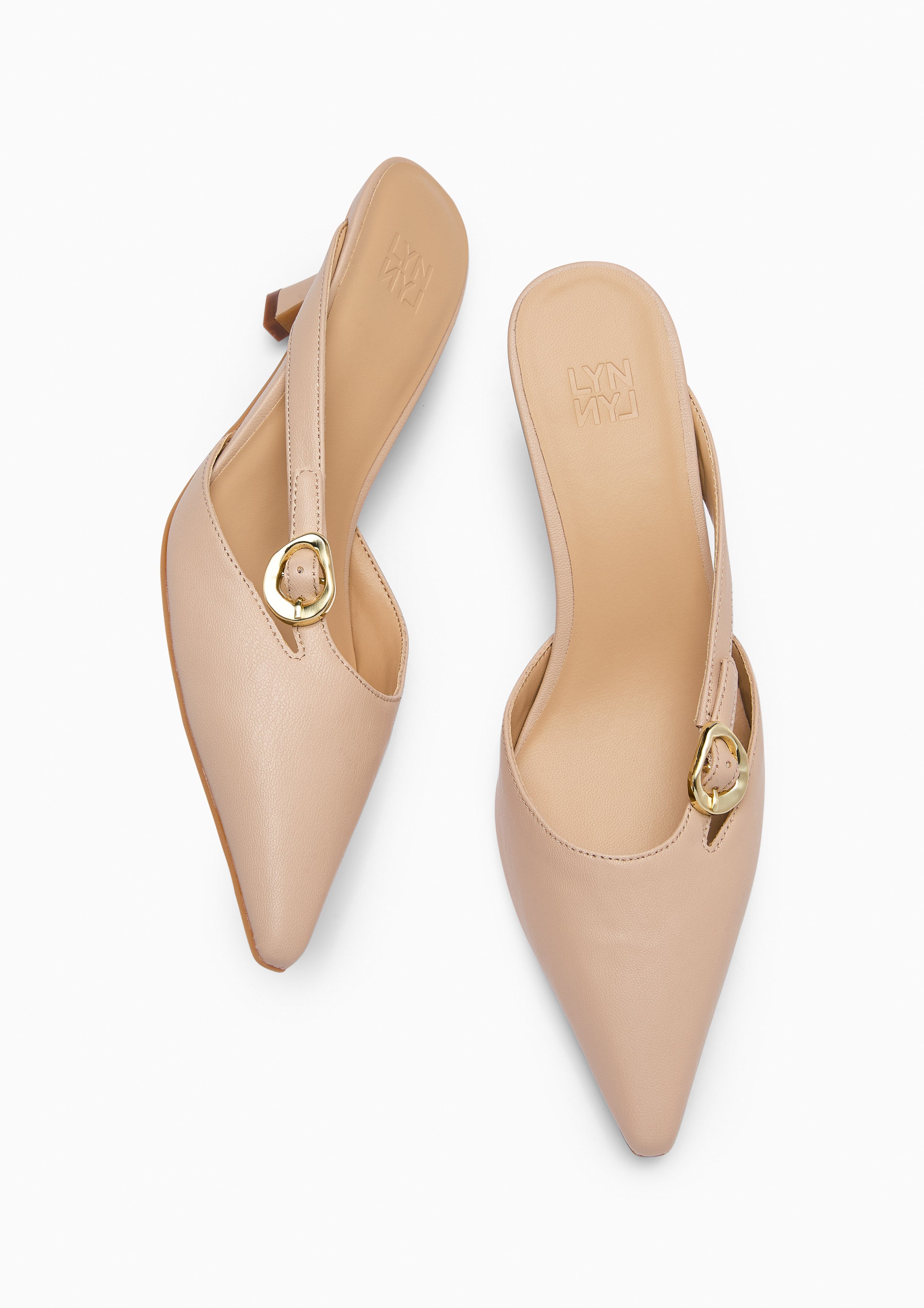 Grazia Pointed Toe Mules Beige