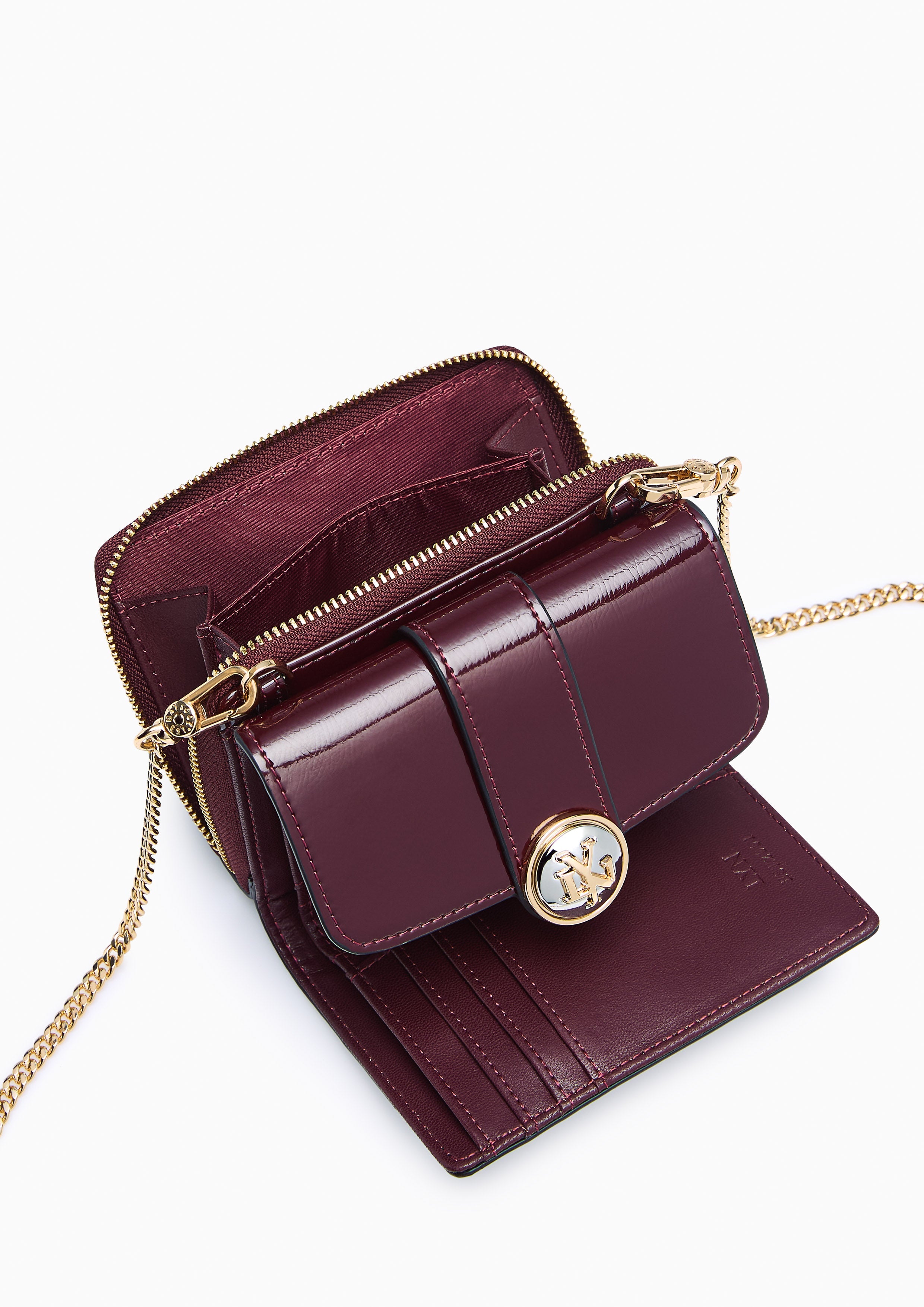 Venus Short Wallet On Chain Dark Red