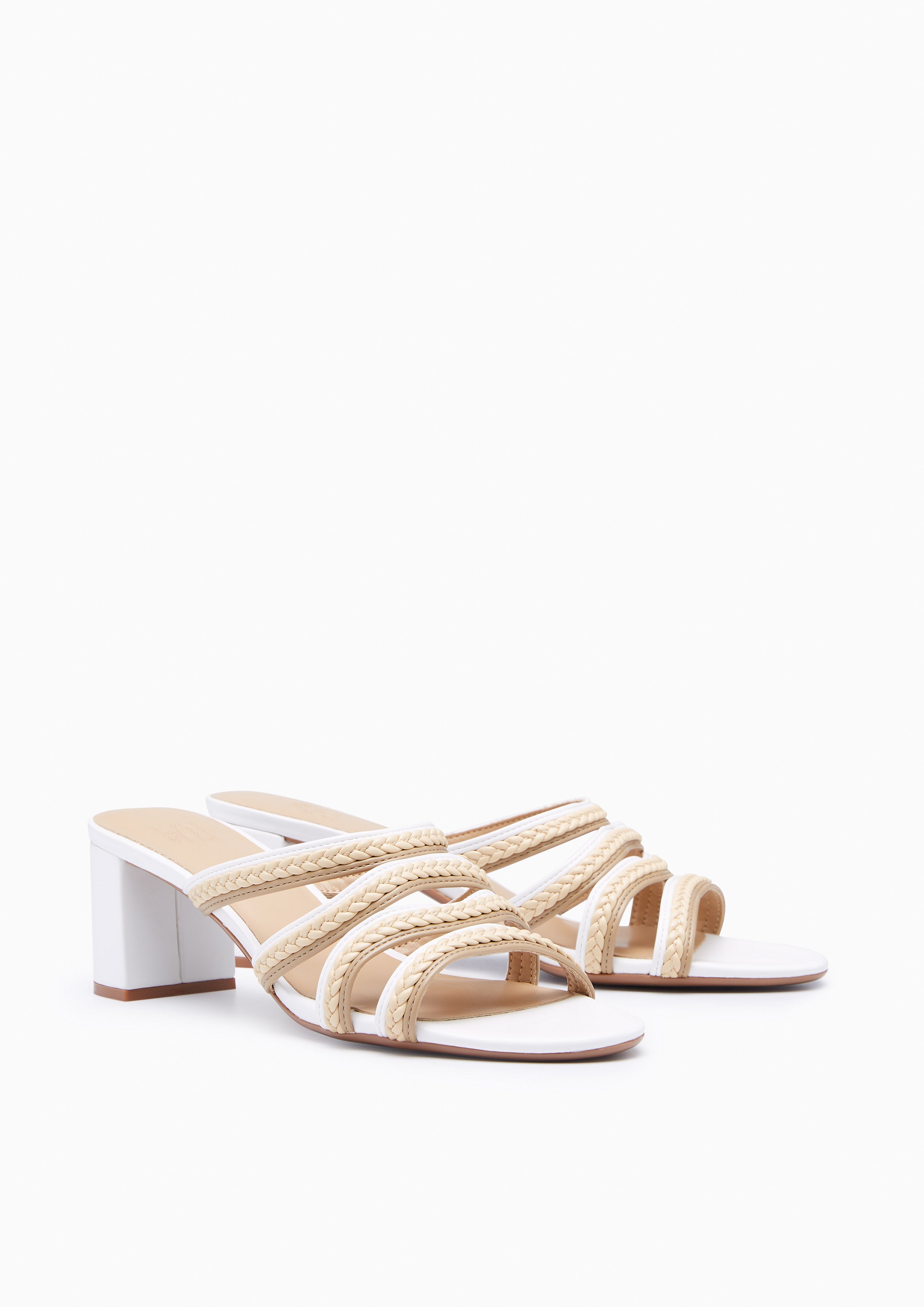 Landya Block Heel Mules Beige