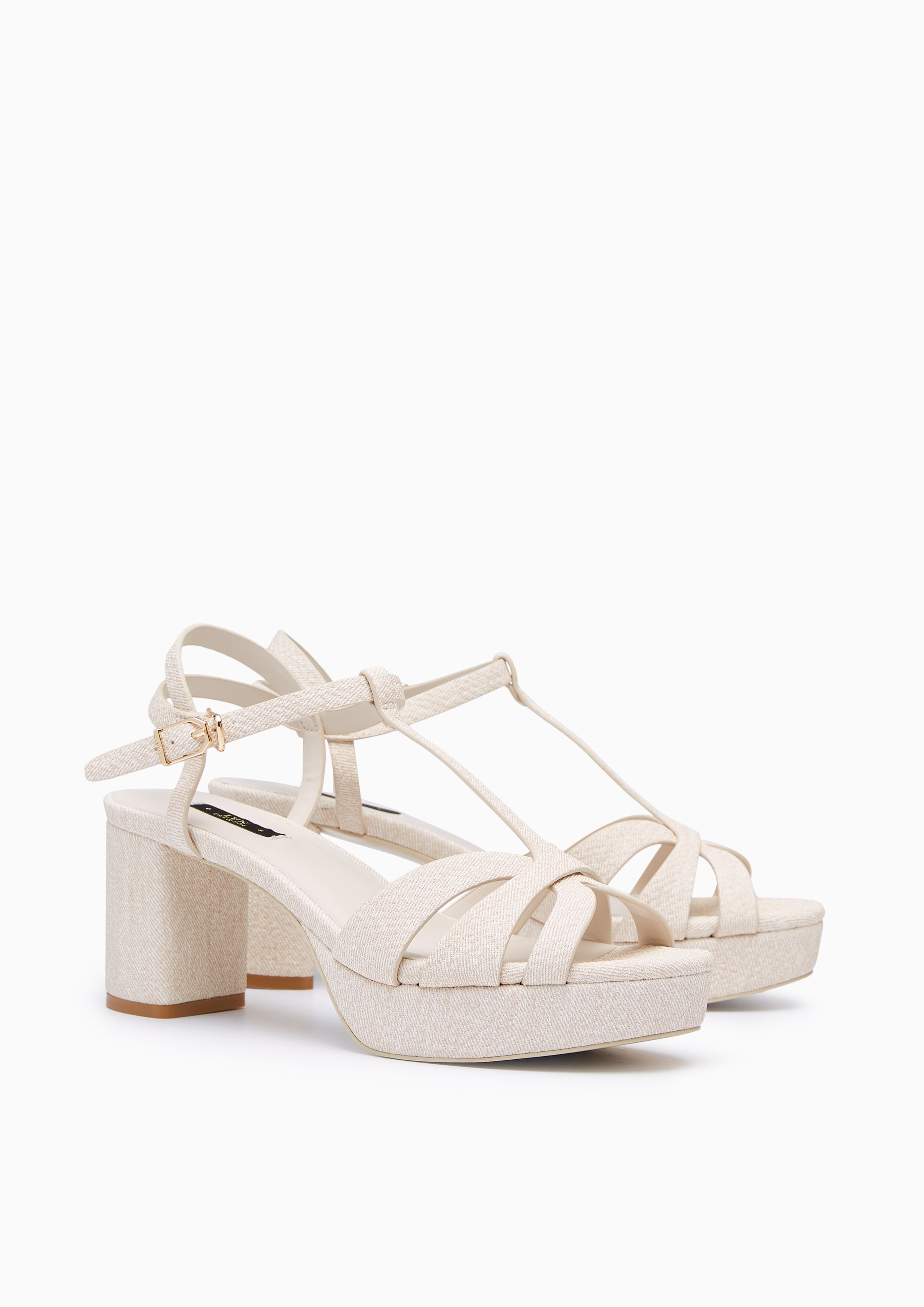 Sabella Mid Denim Heels Beige