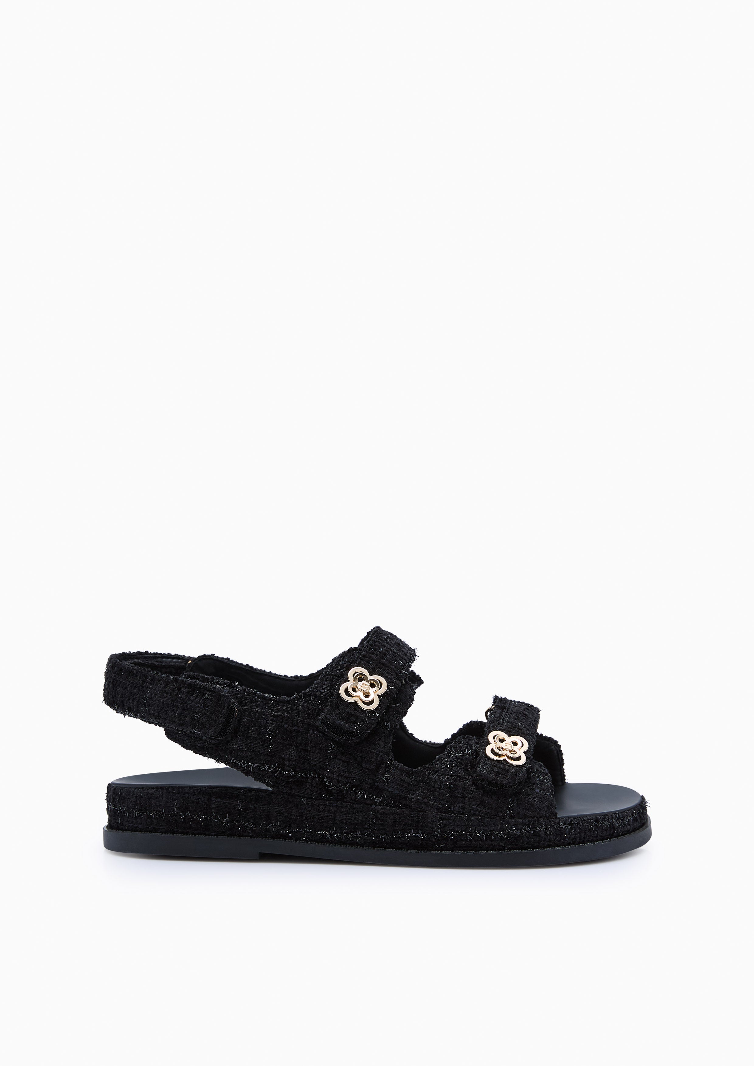 Lexi Flower Quilt Sandals Glitter Black