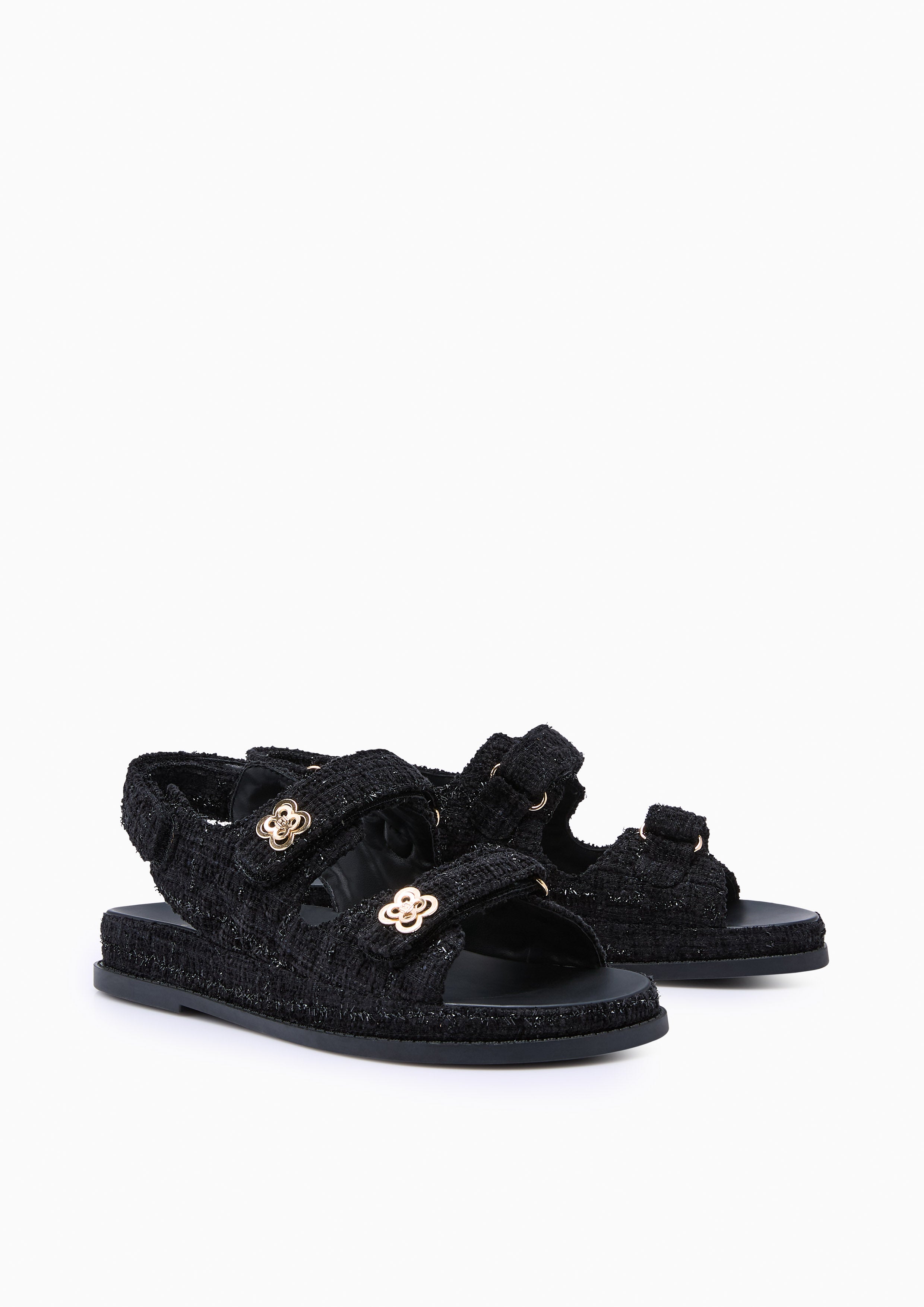 Lexi Flower Quilt Sandals Glitter Black