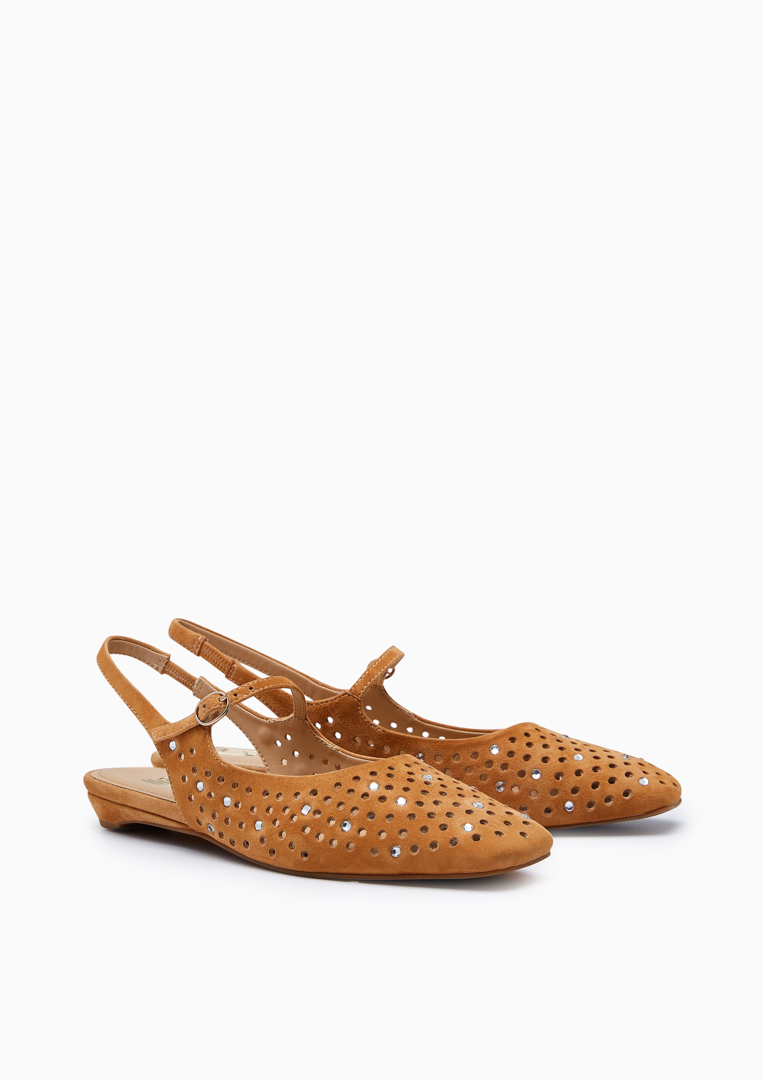 Nine Gem Infinite Slingback Flats Brown