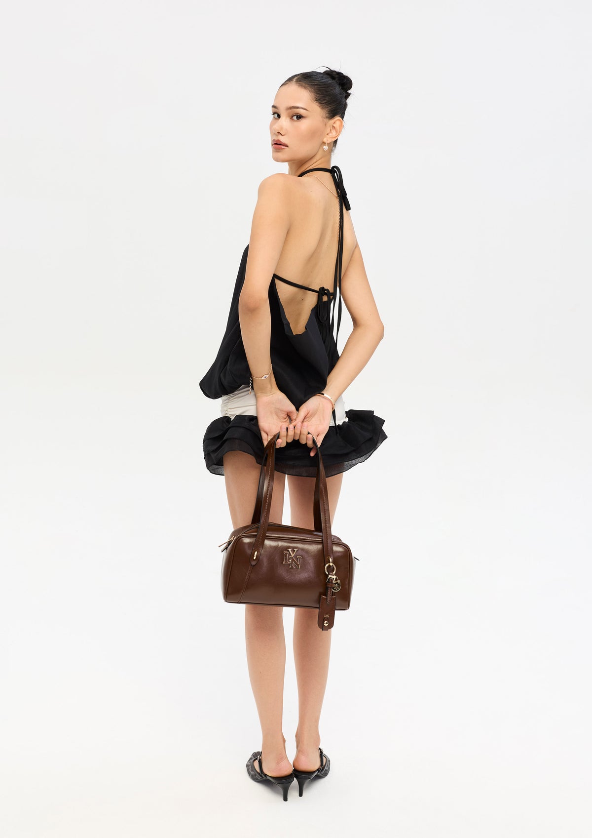 Lena M Shoulder Bag Dark Brown