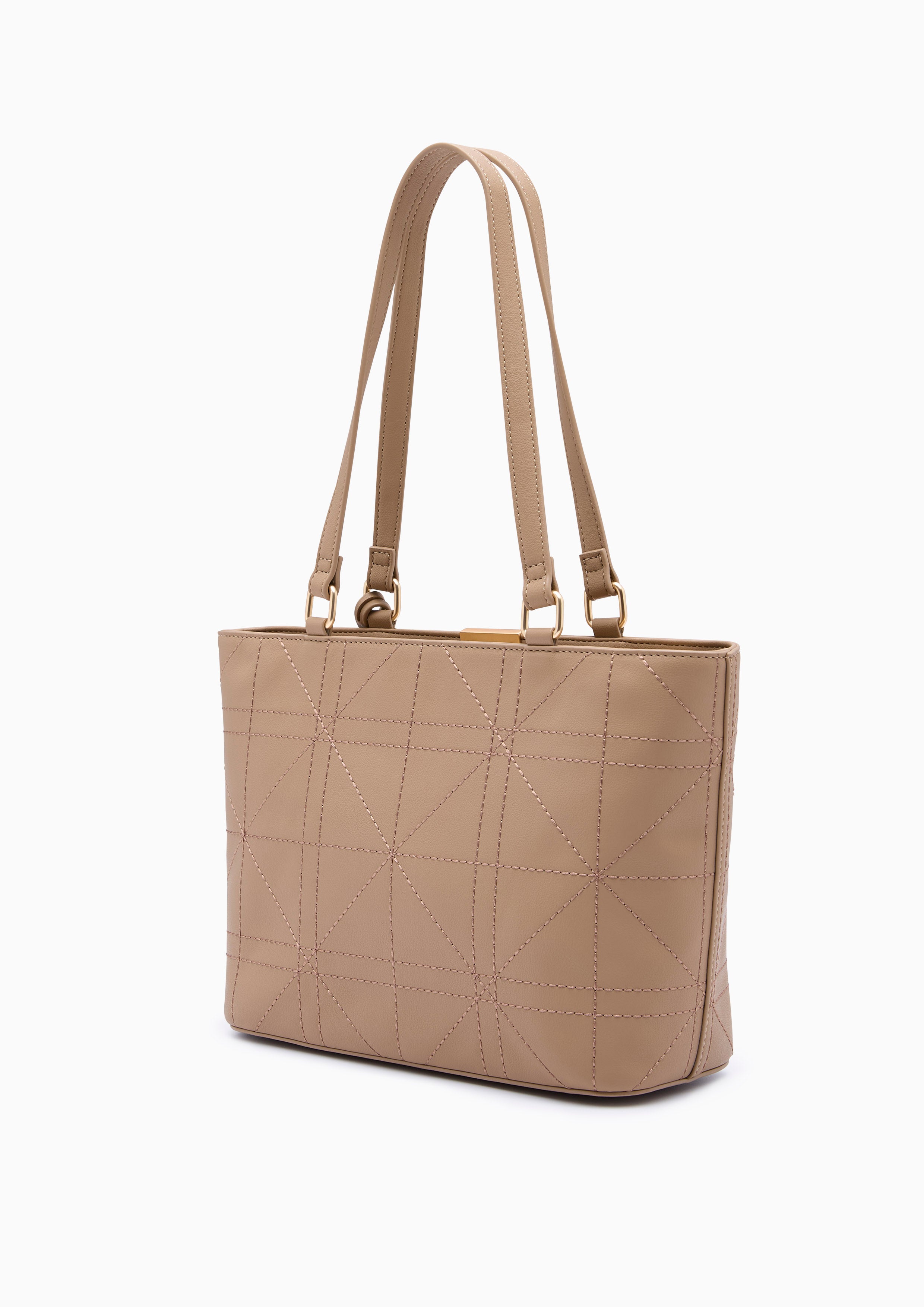 Re-Edit Grids M Tote Bag Dark Beige