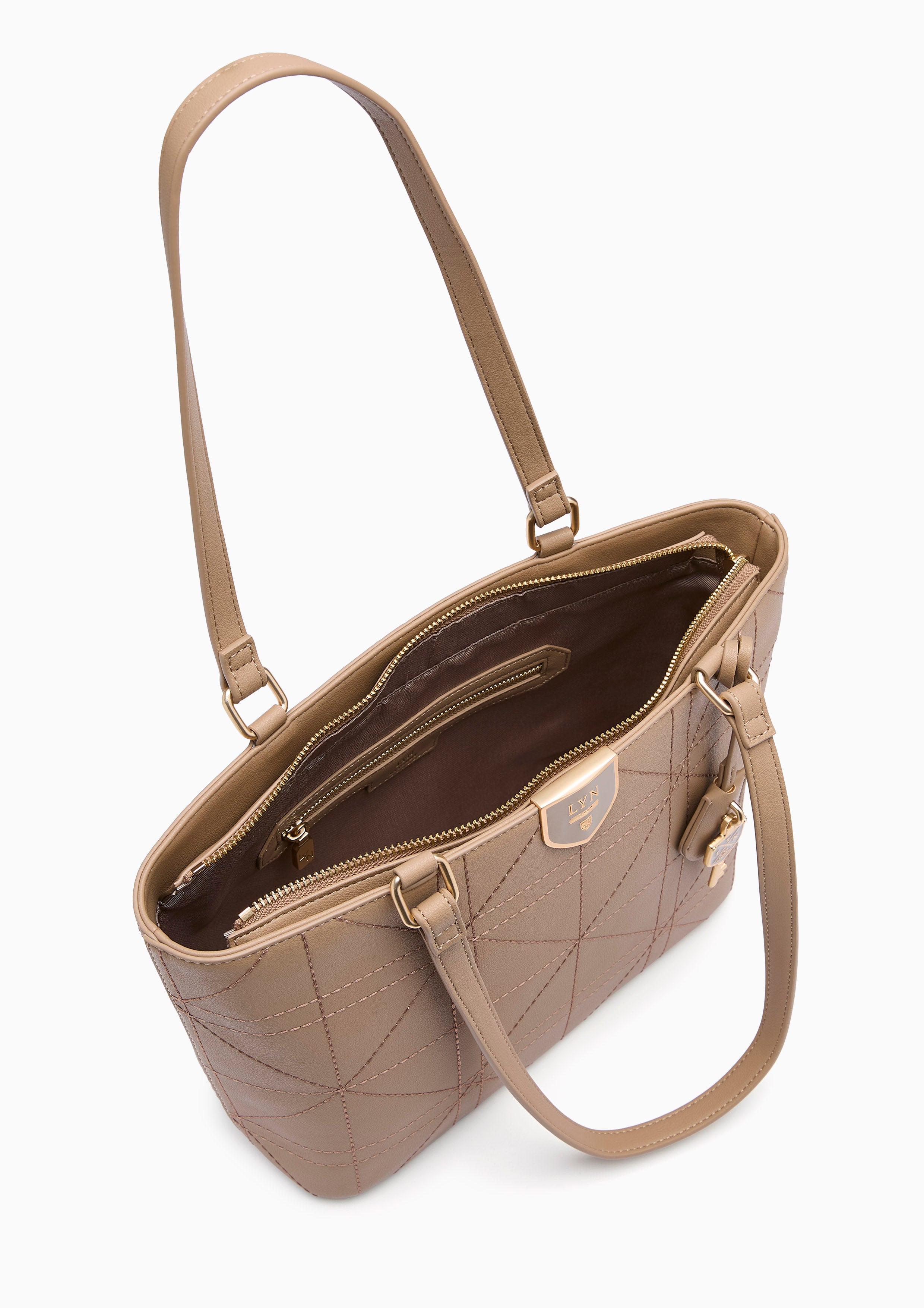 Re-Edit Grids M Tote Bag Dark Beige
