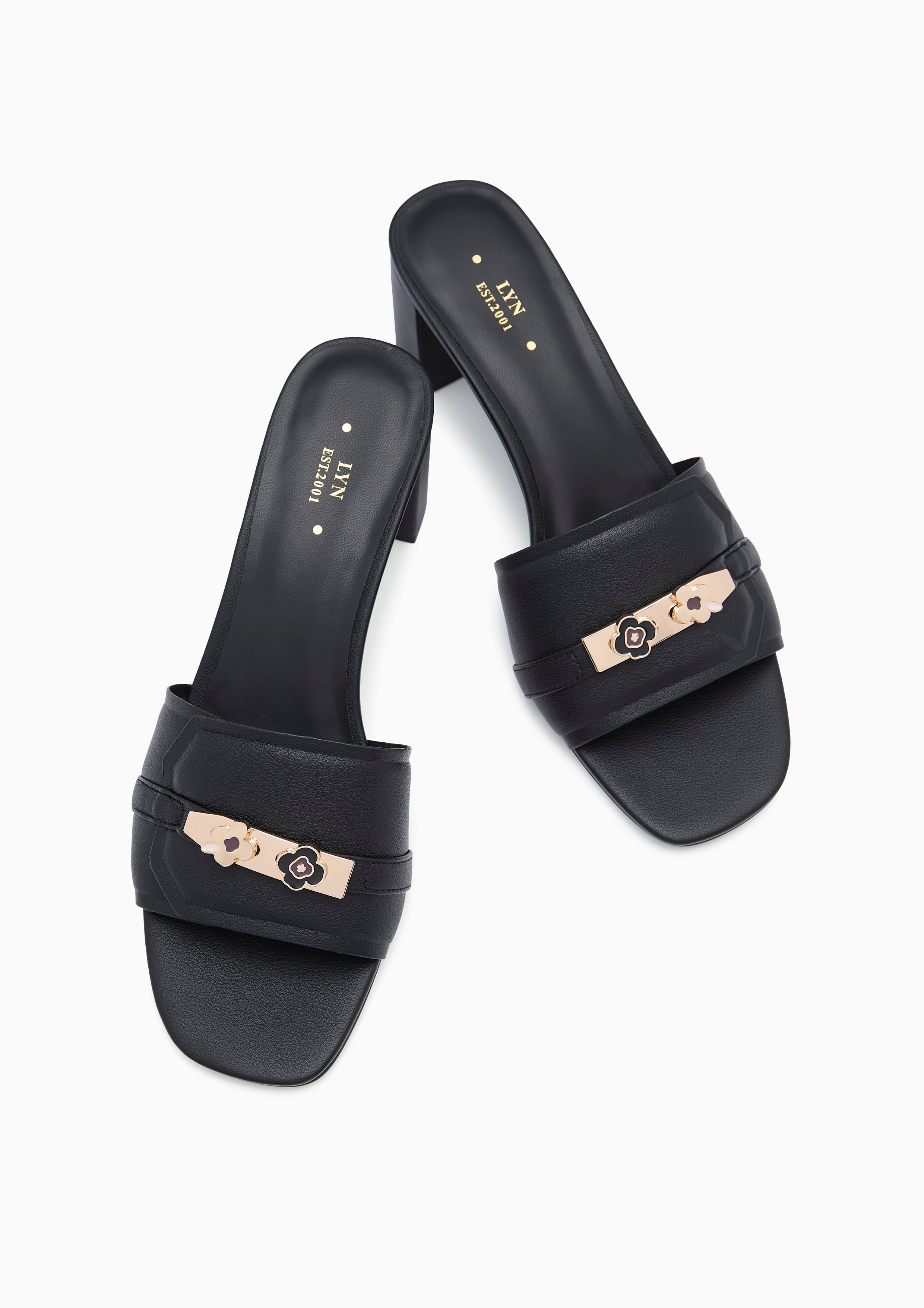 Master Mid Poppy Heel Sandal Black