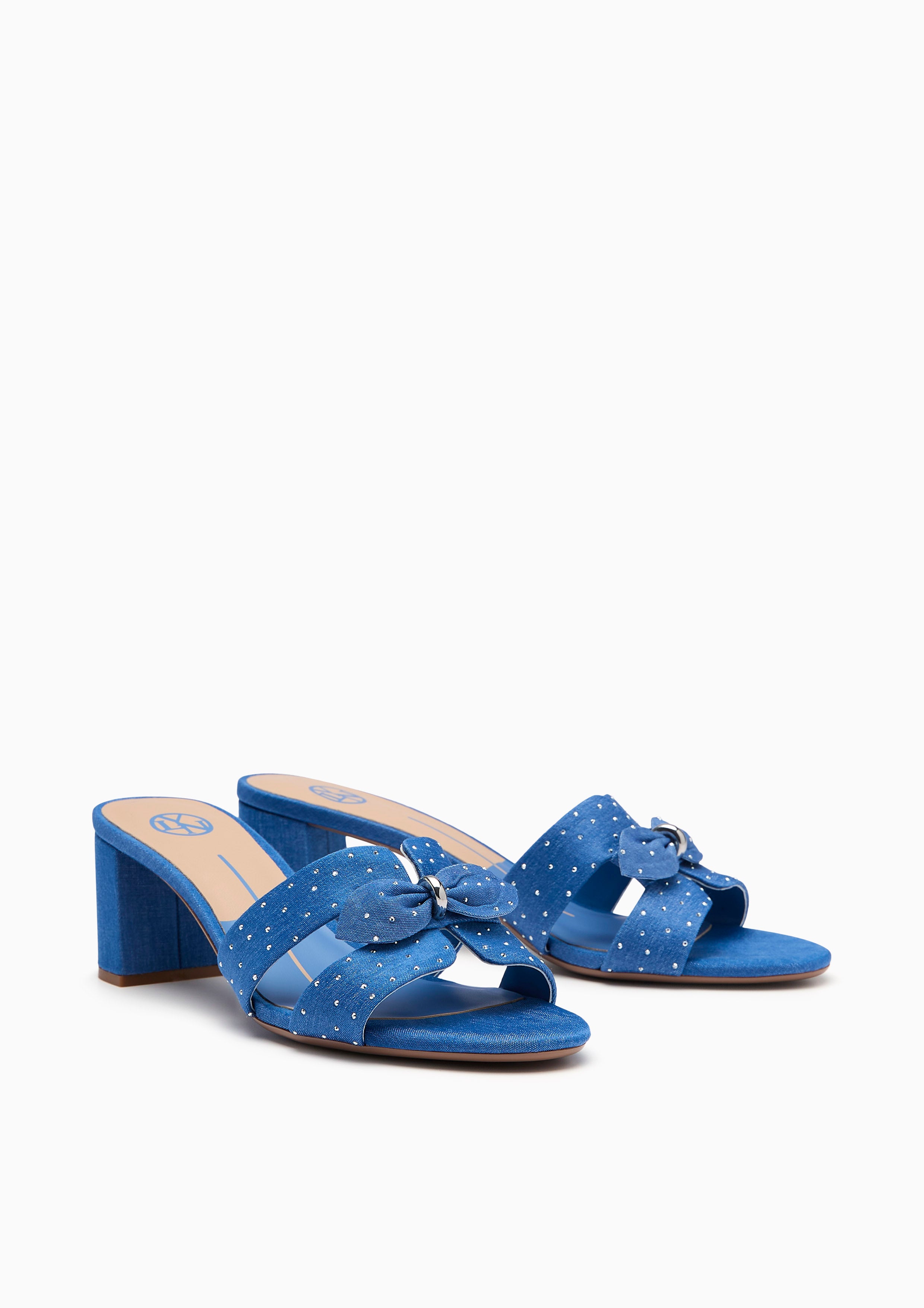 Hey Bow Mid Heel Sandal Light Blue