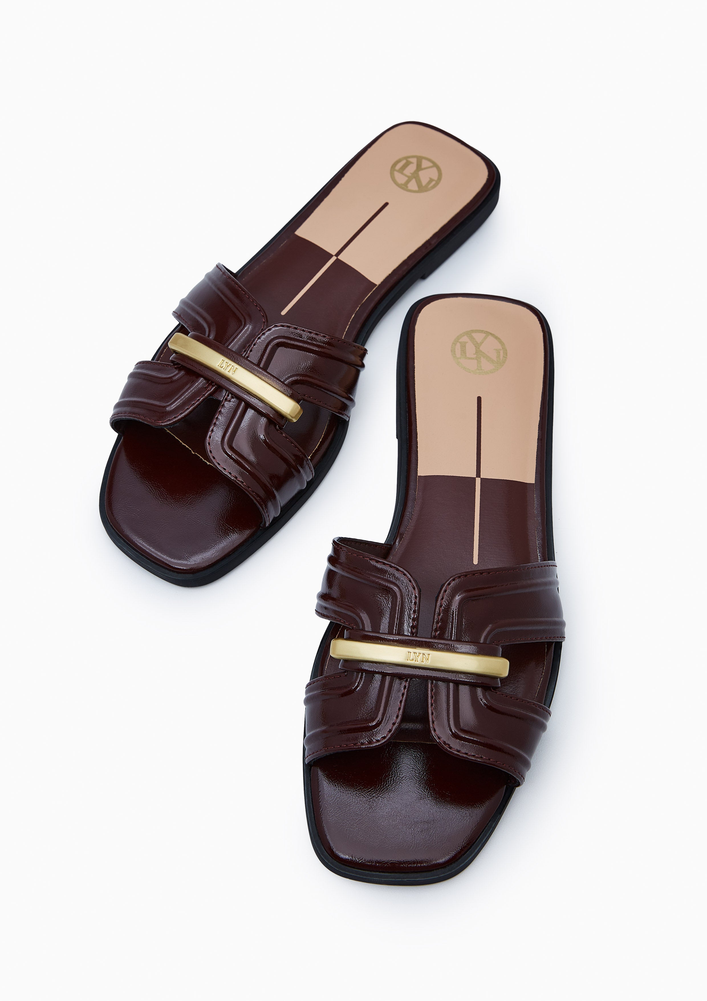 Hey Minimal Flat Sandals Dark Red