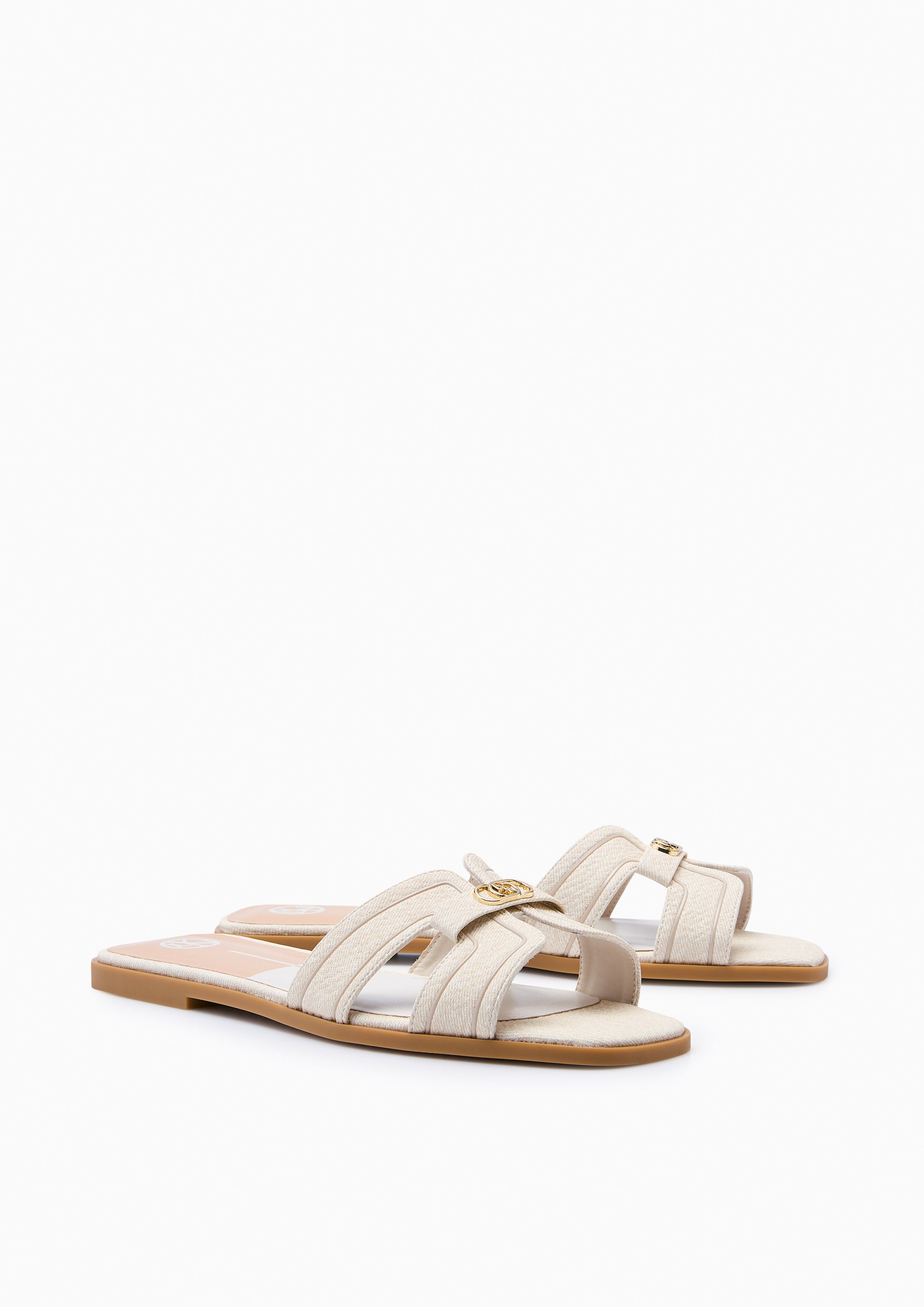 Hey Denim Flat Sandals Beige