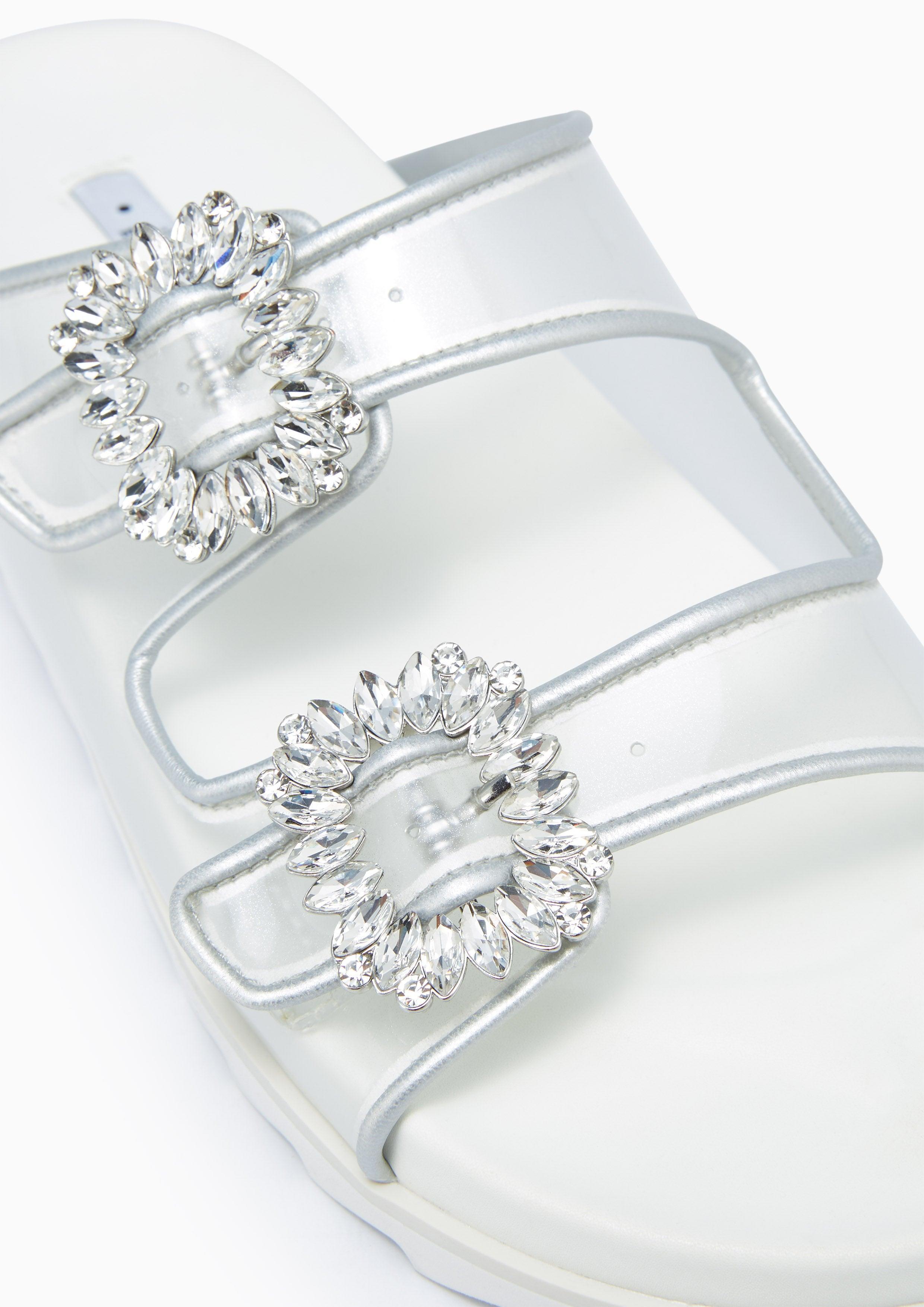 Veeni Glitz Flats And Sandals -Silver