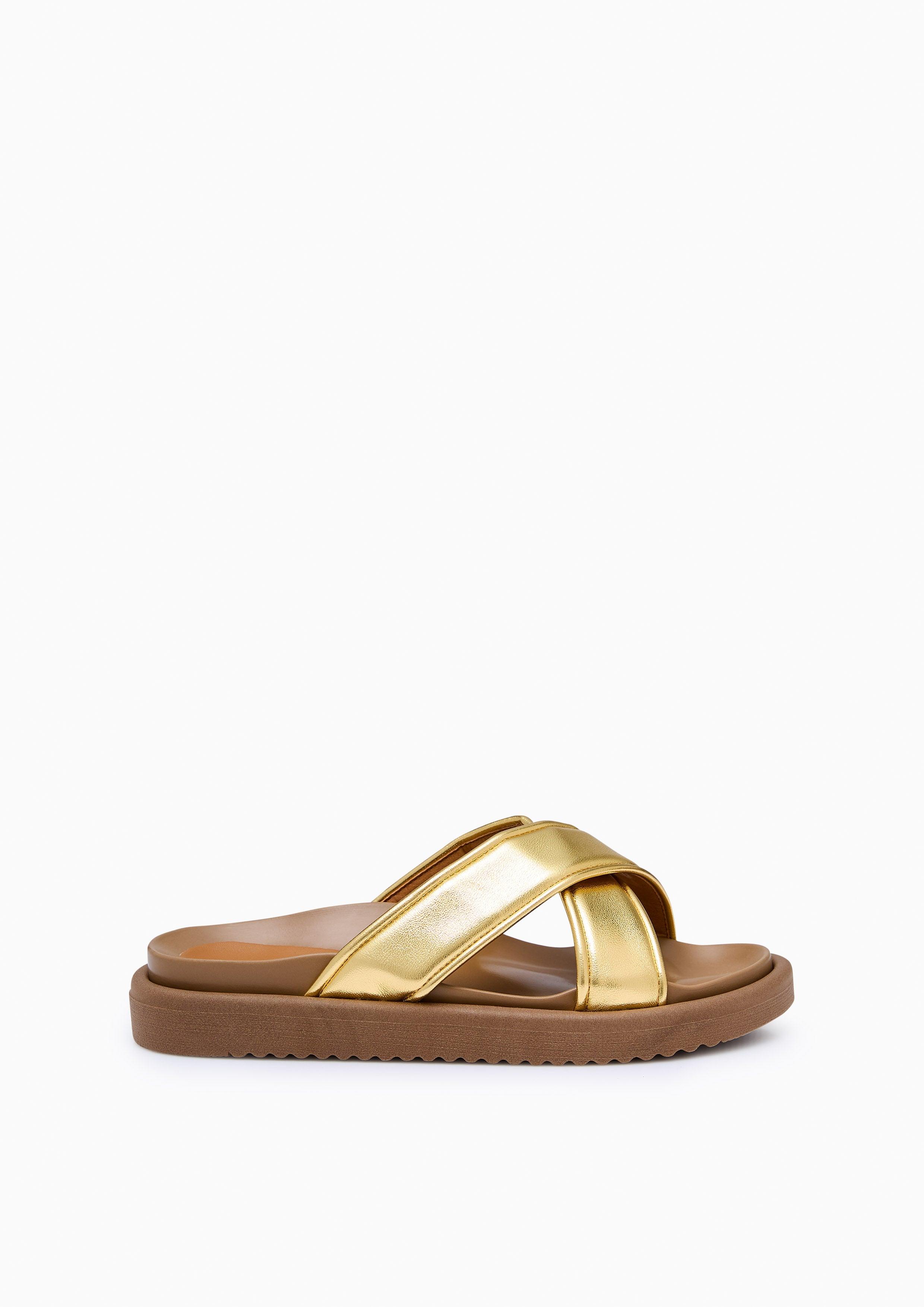 Meko Flat Sandals Gold