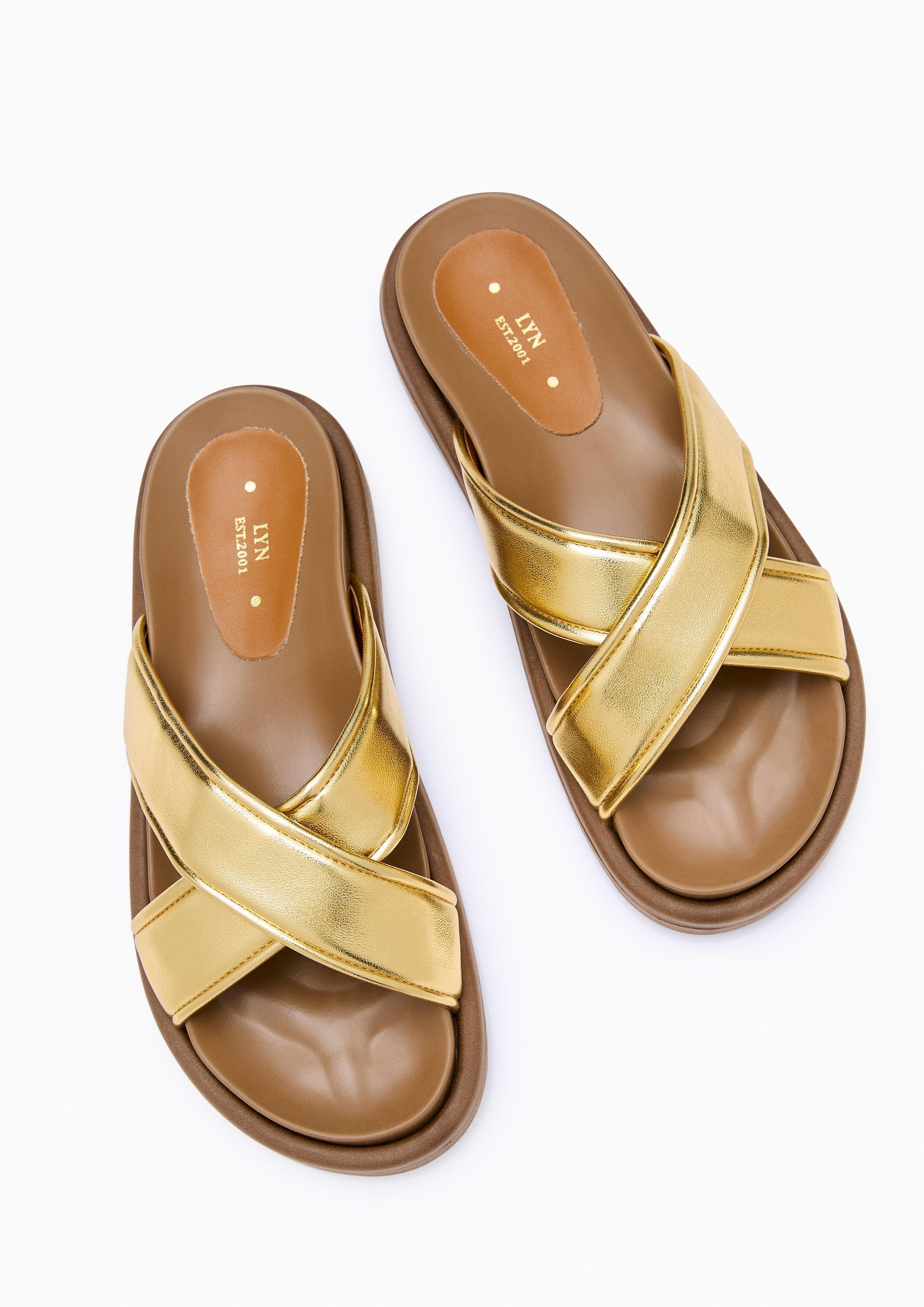 Meko Flat Sandals Gold
