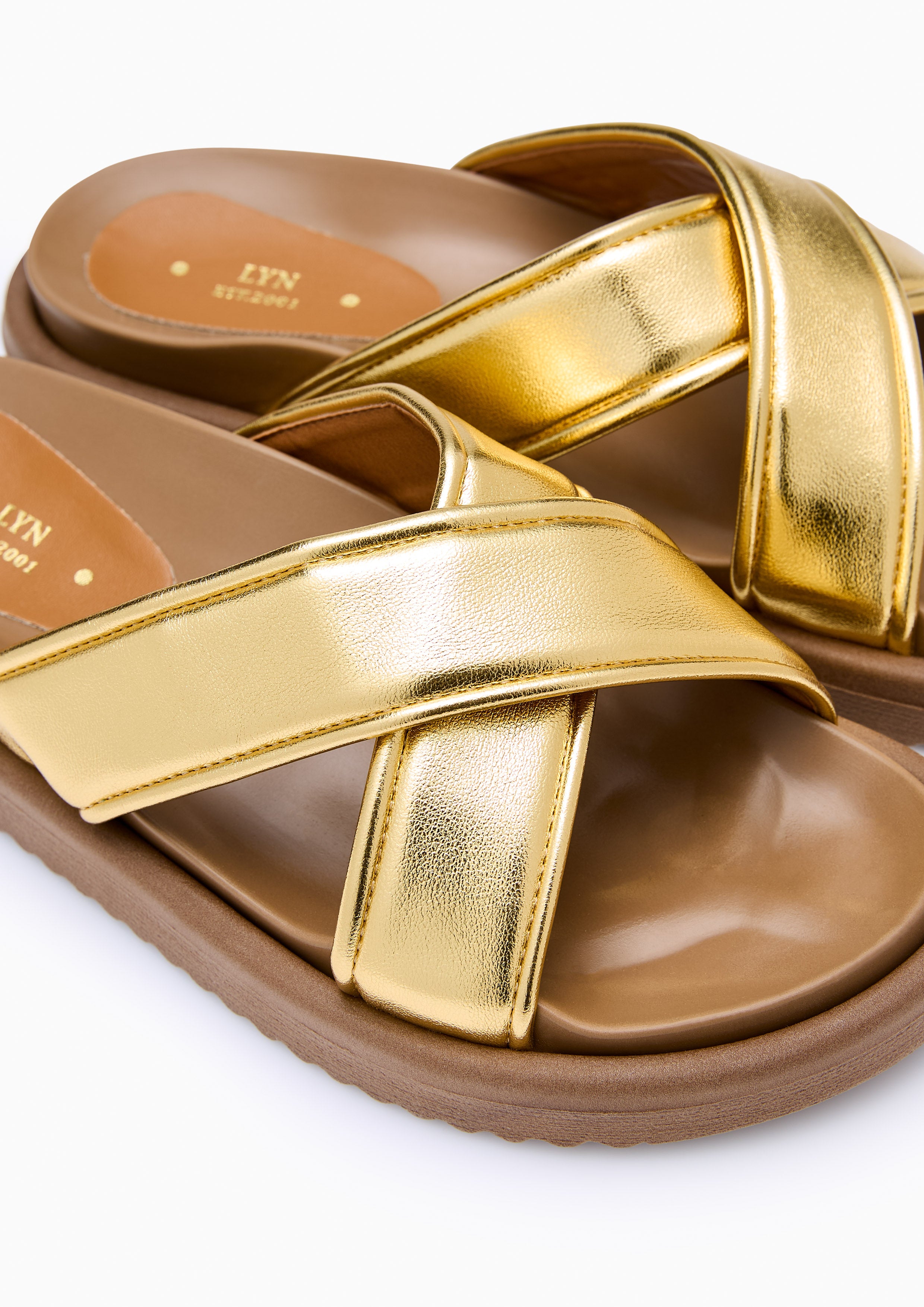 Meko Flat Sandals Gold