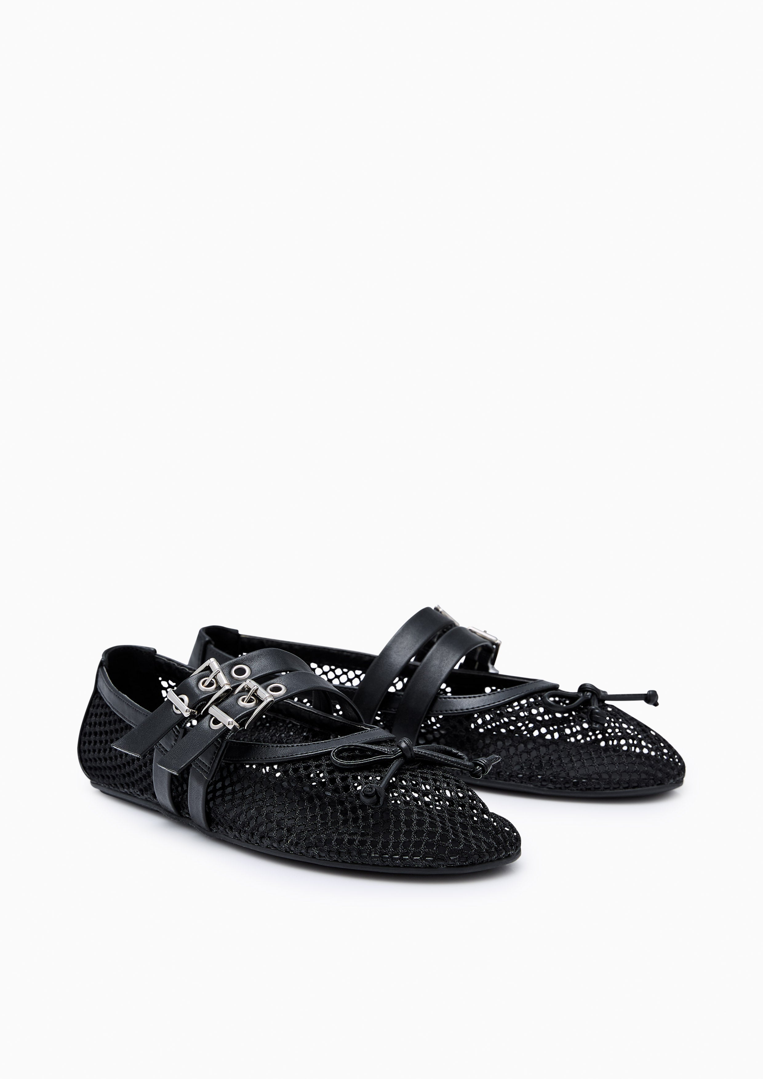 Meshy Flat Ballerinas Black