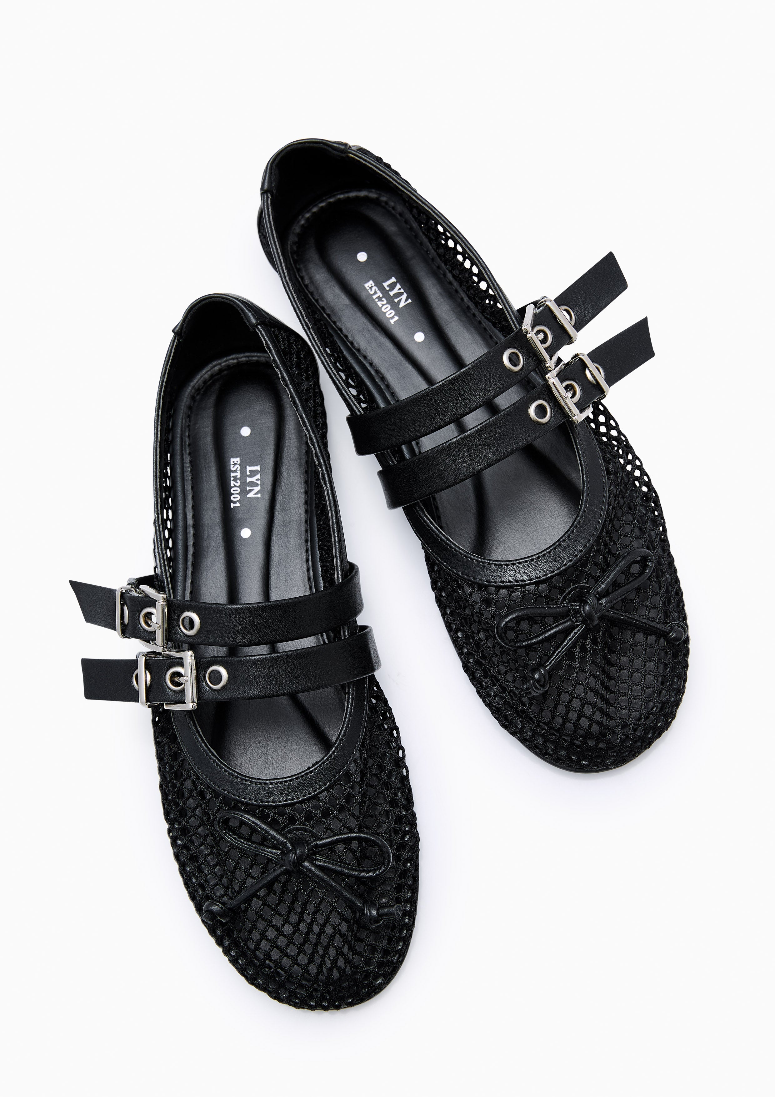 Meshy Flat Ballerinas Black