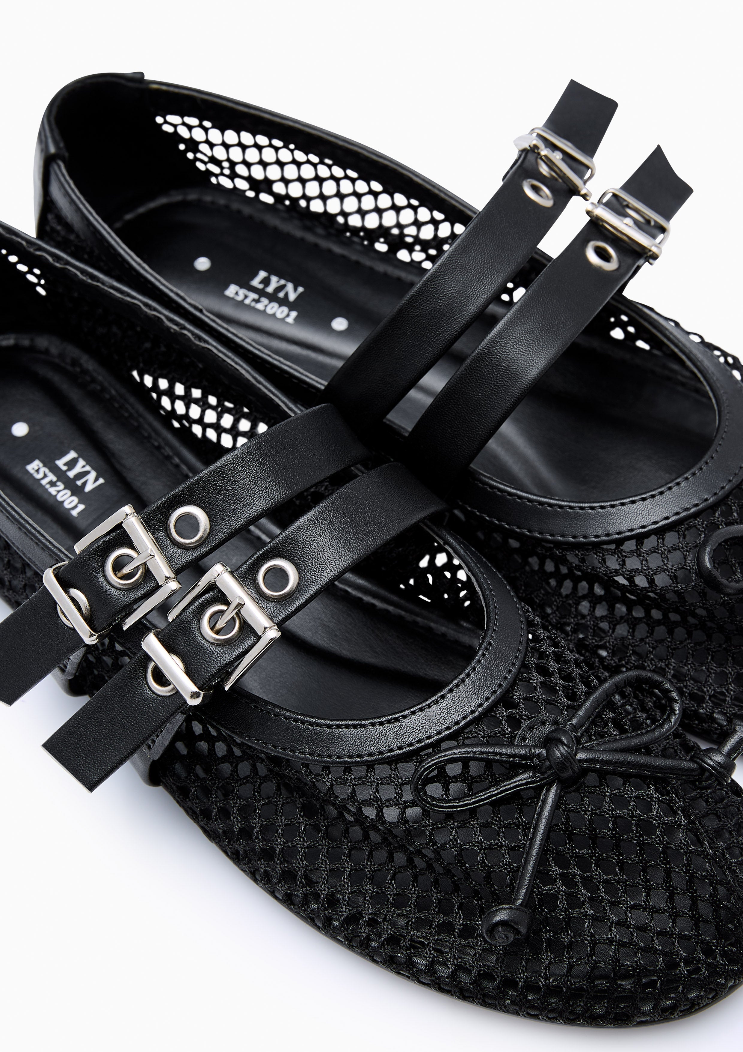 Meshy Flat Ballerinas Black