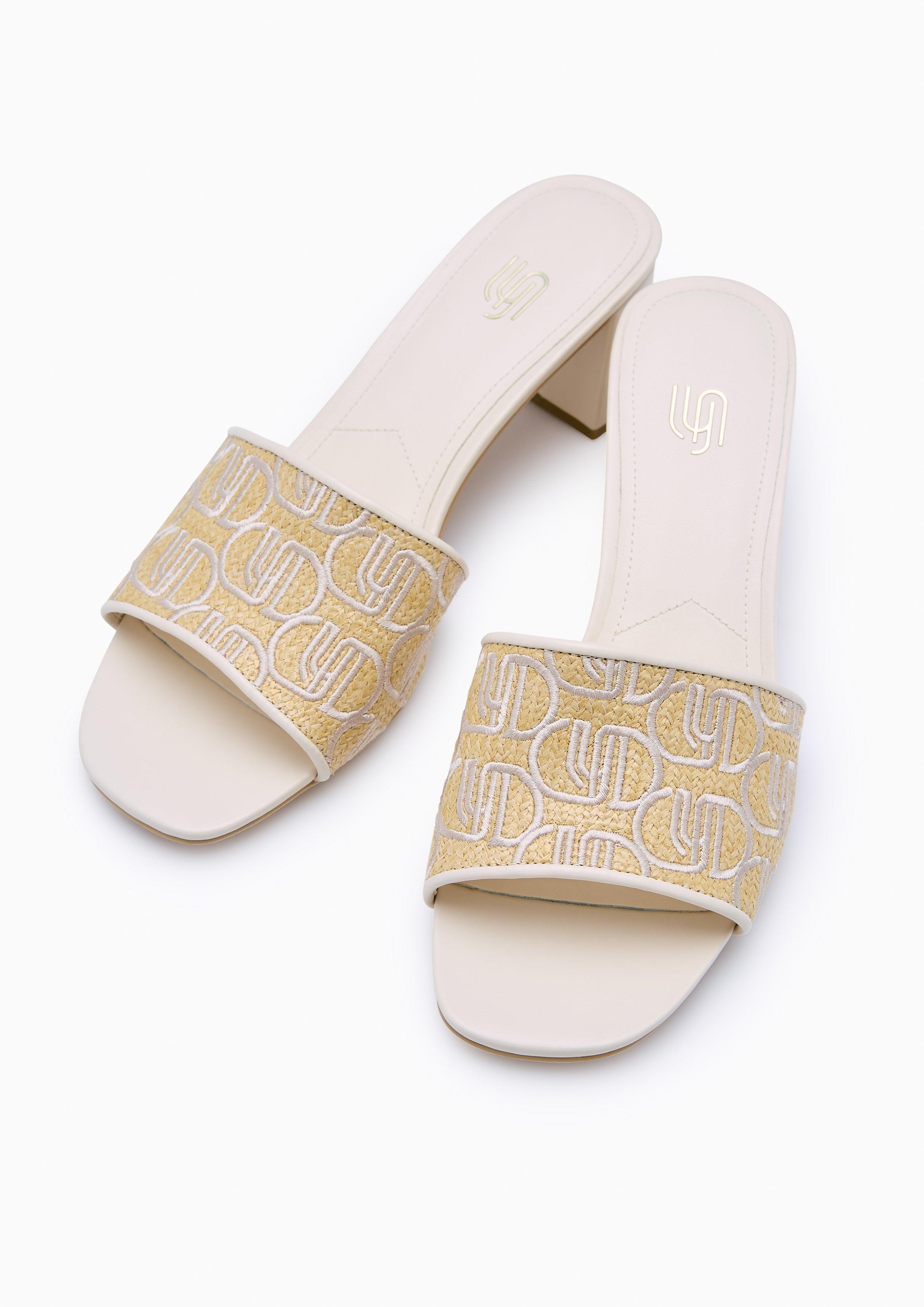 Lush Mid Raffia Infinite Heels -Ivory