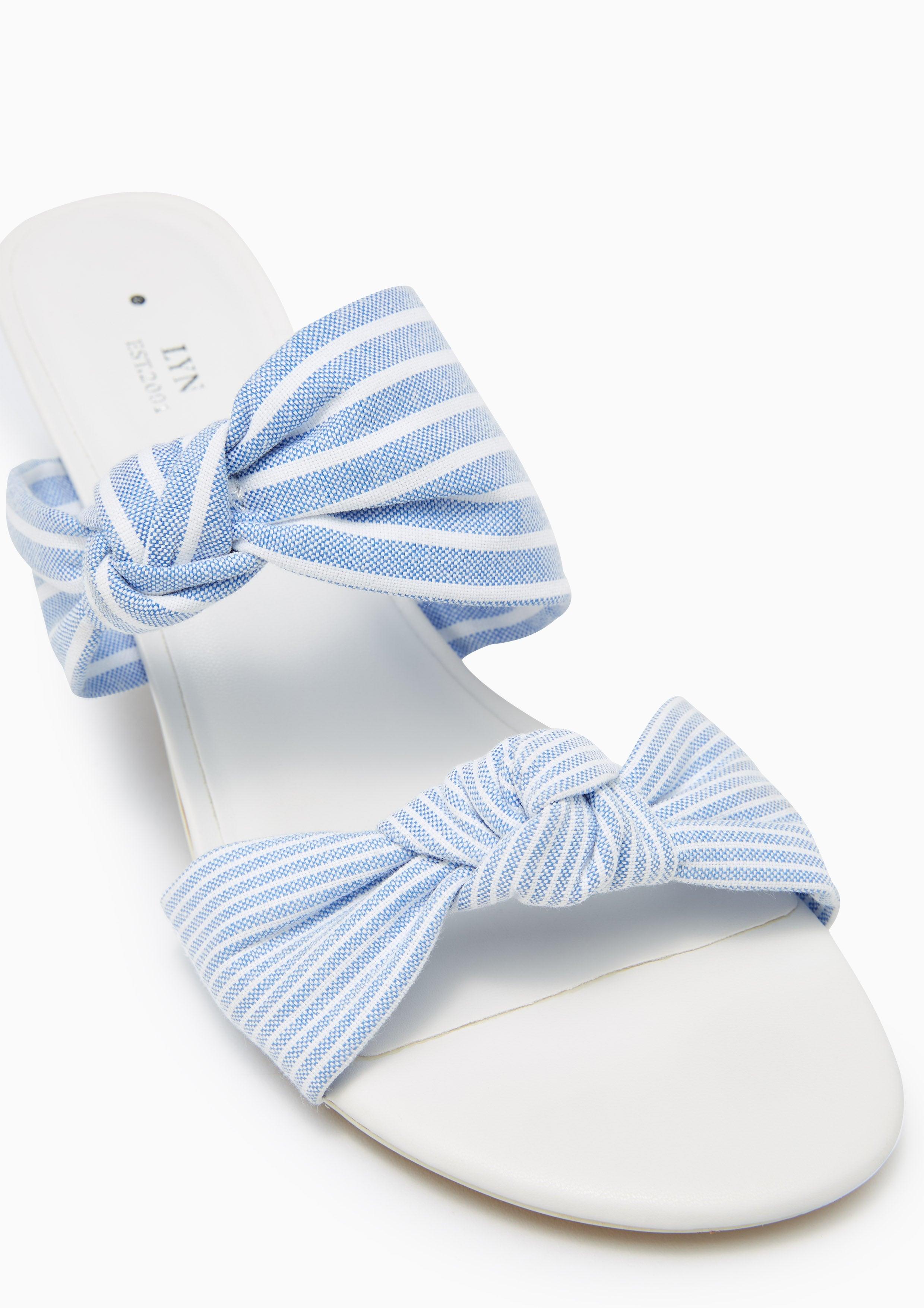 Now Mid Heels -Striped Blue