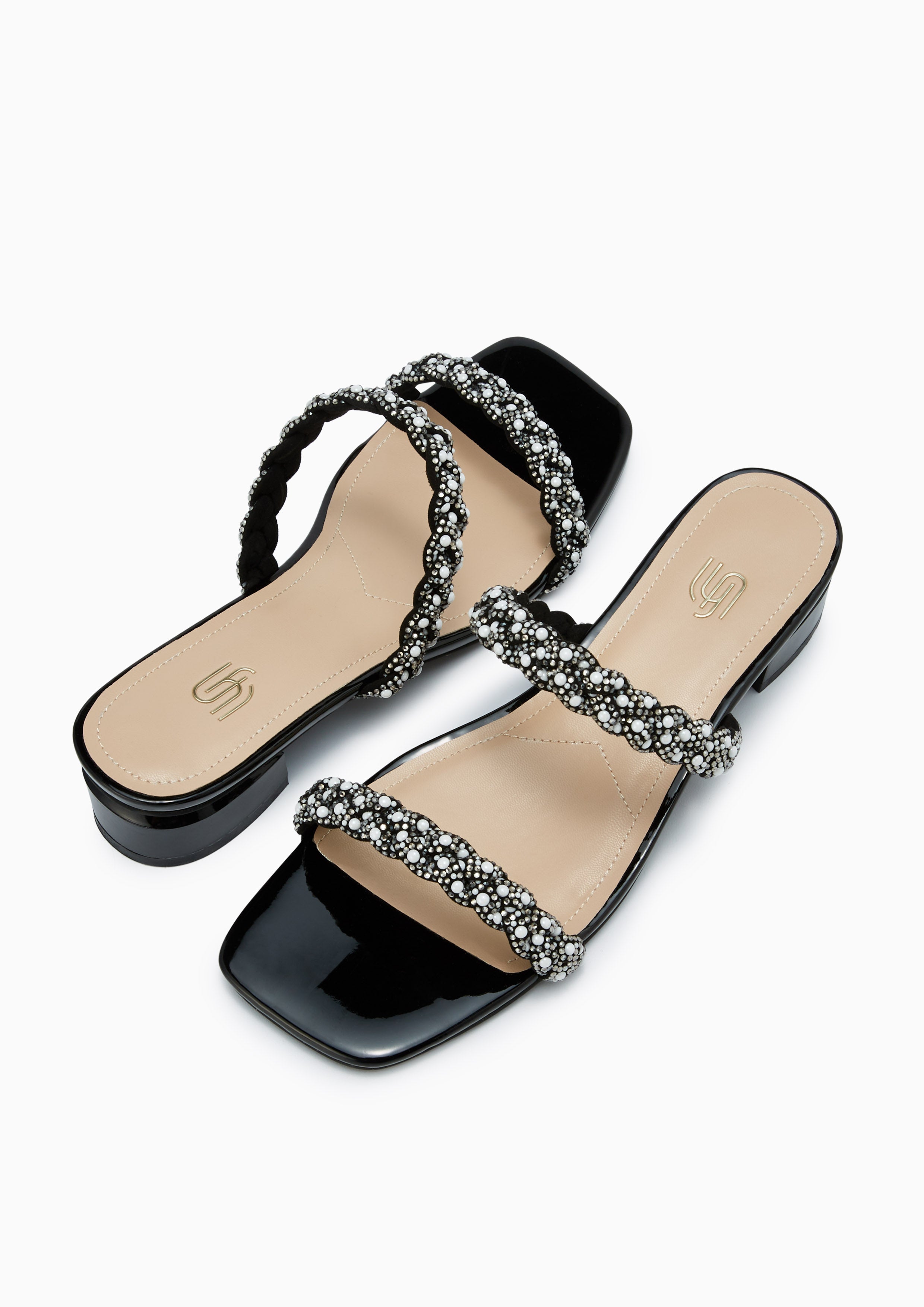 Promise Pearl Infinite Flats And Sandals -Black