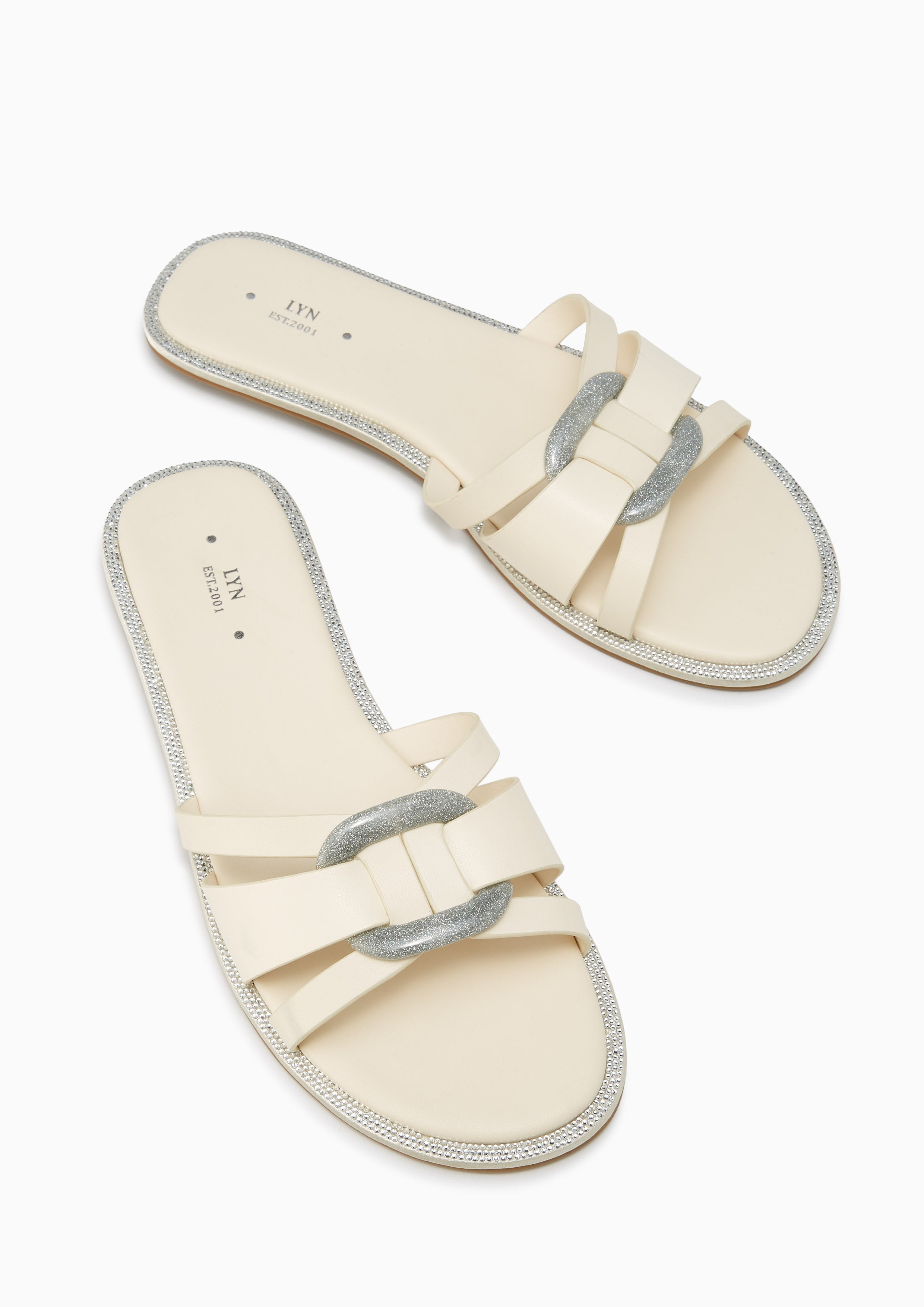 Richy Flat Sandals S Ivory