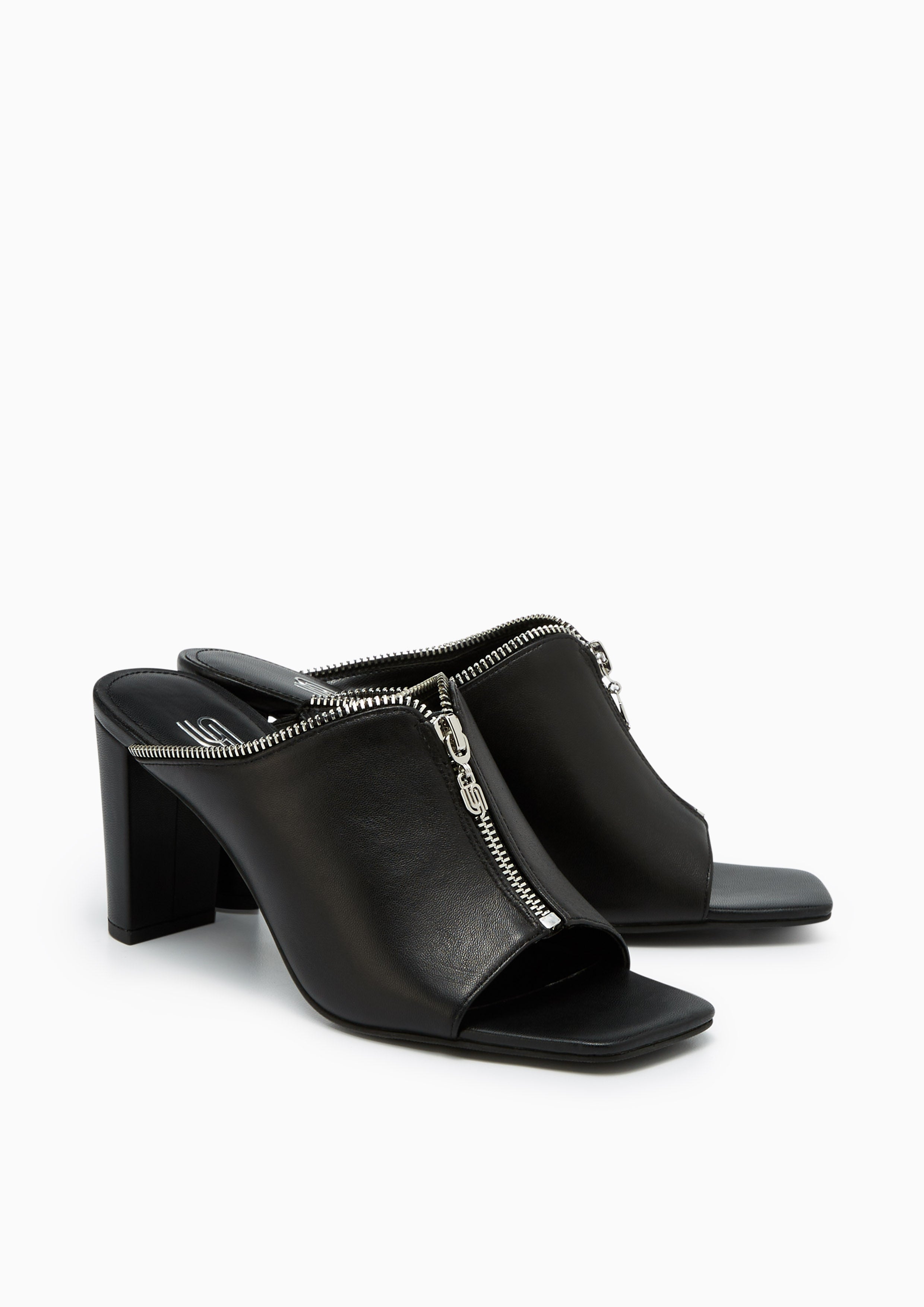 Jayden Infinite Zip Detail Mules Black