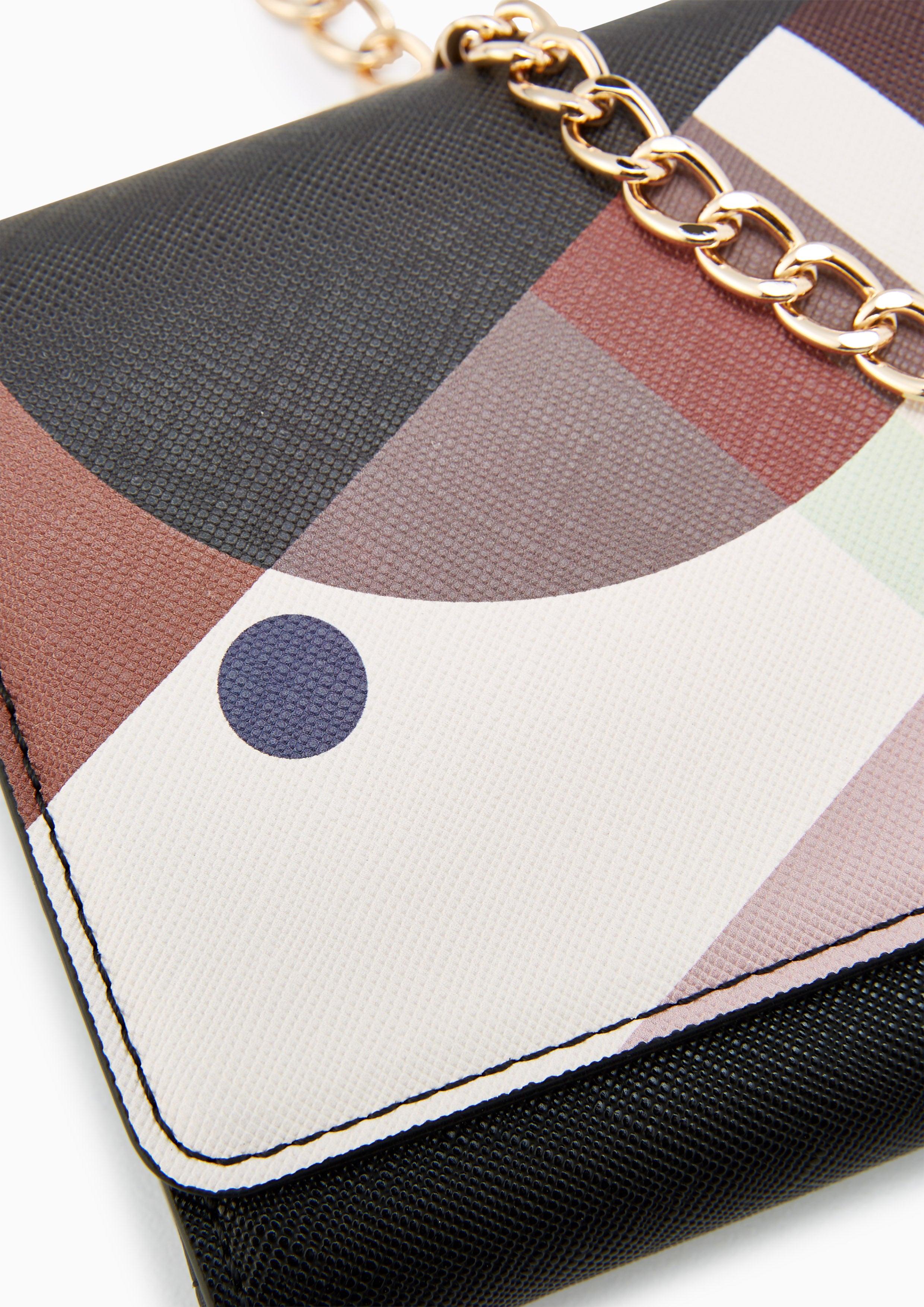Maddie Long Wallet On Chain Printed Black