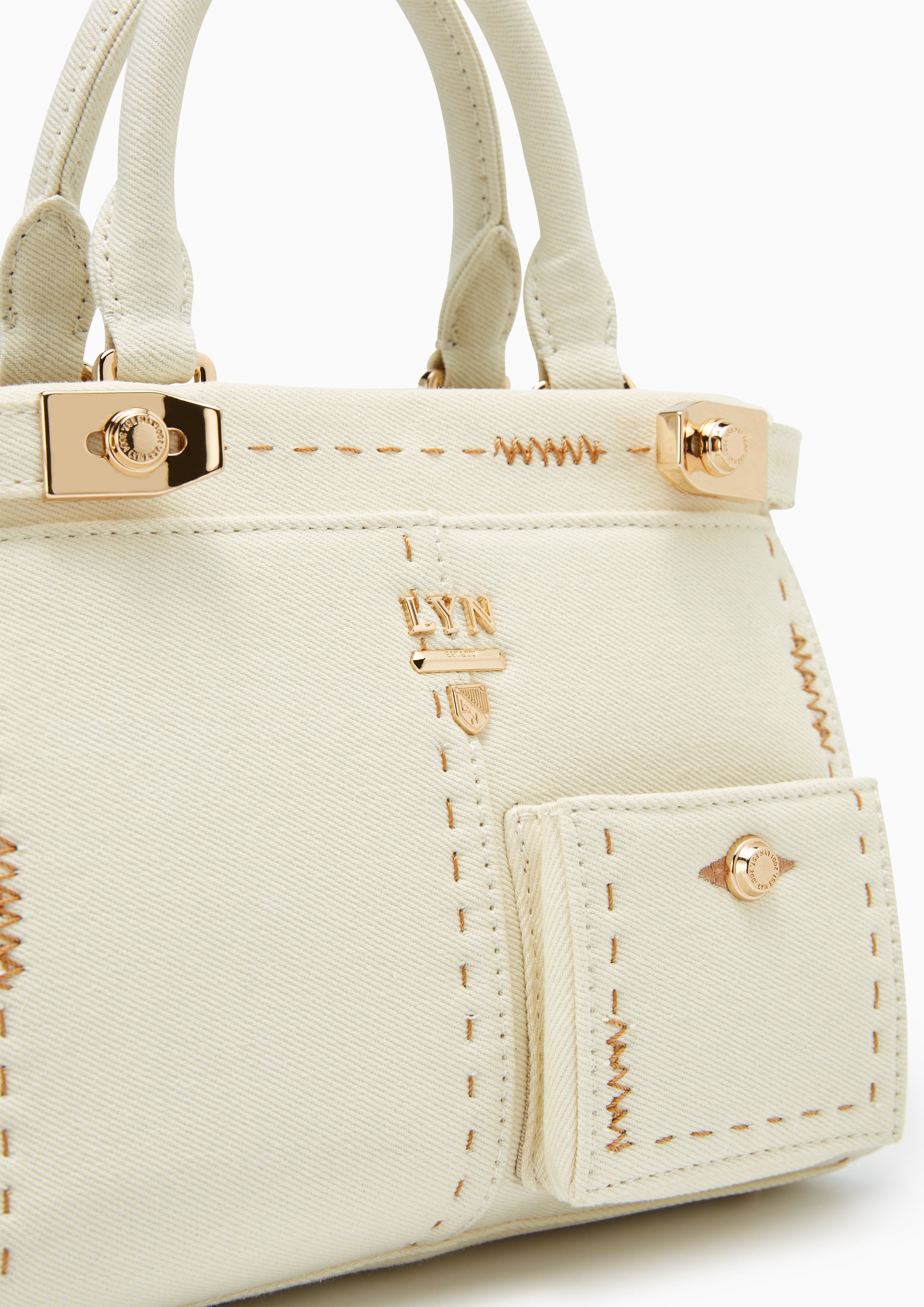 Re-Edit Stitched L Handbag Ivory