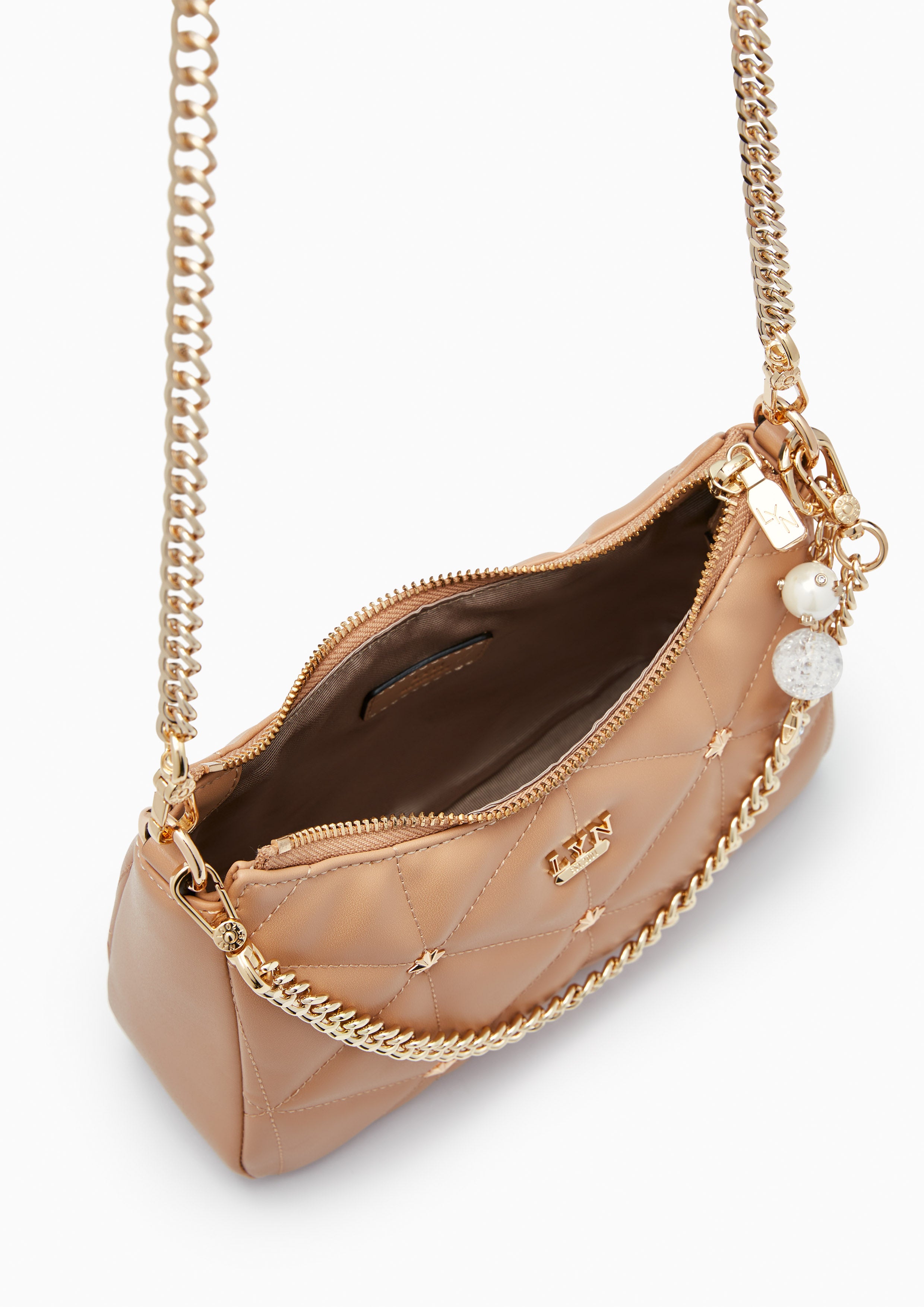 North Tricia Star Quilted Crossbody Bag Light Brown