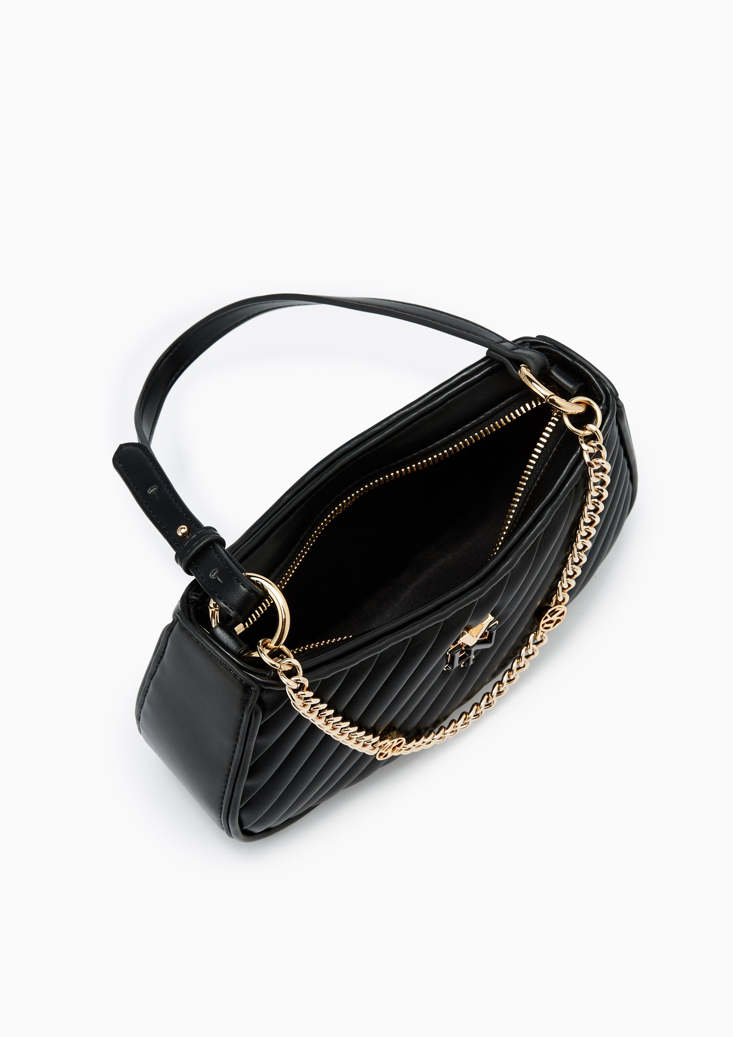 Pleat Brighton Shoulder Bag Black