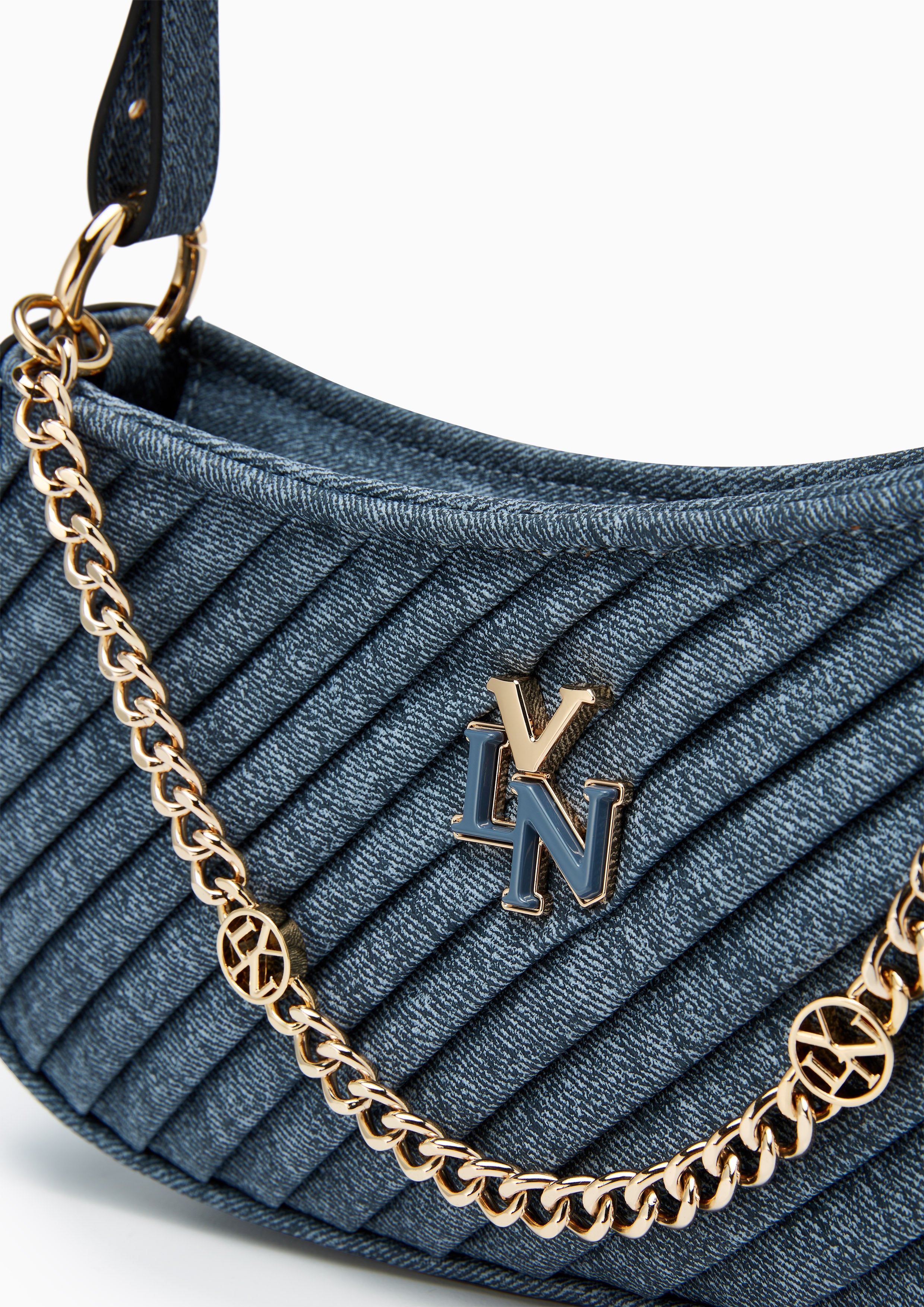 Pleat Brighton Shoulder Bag Blue