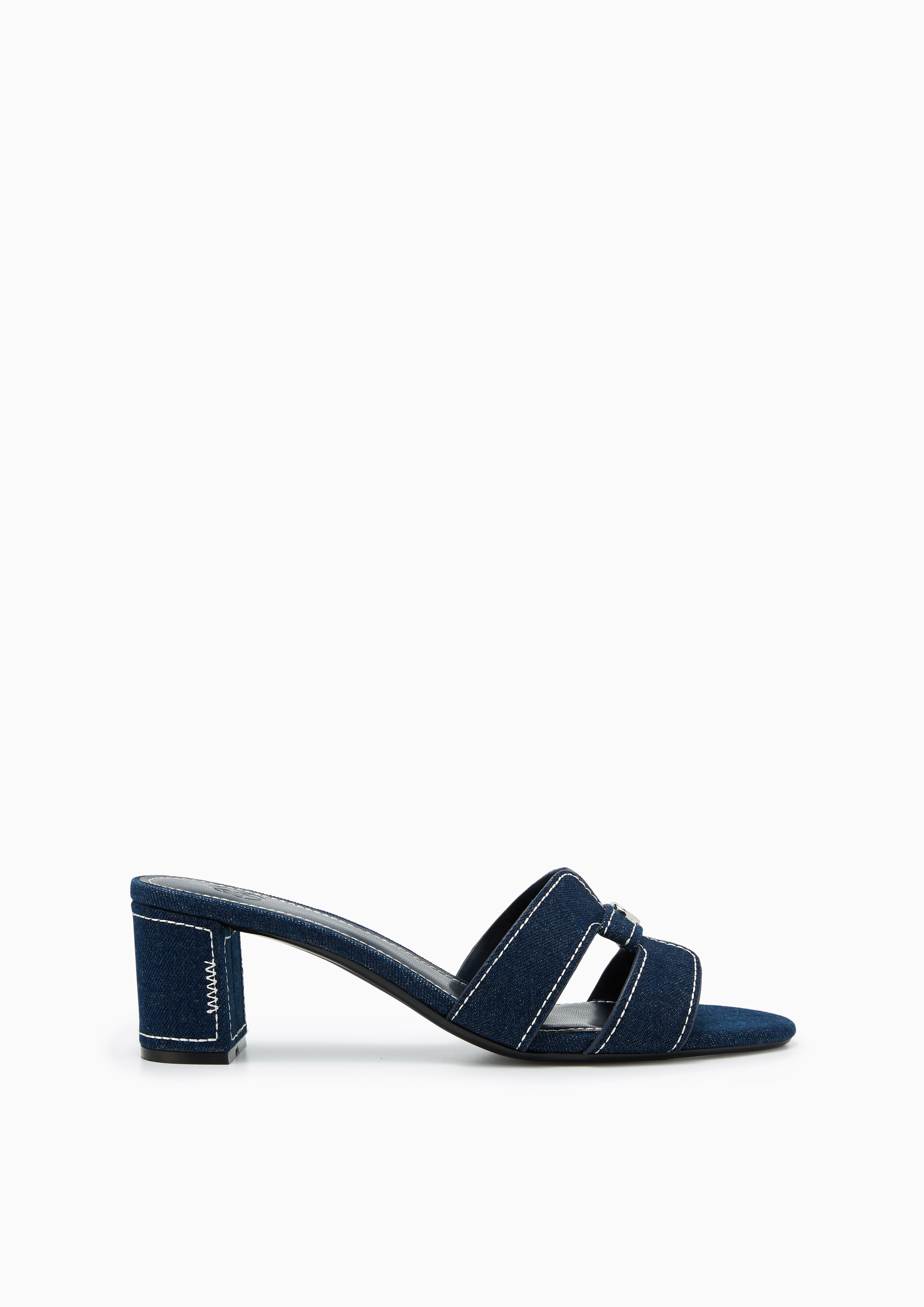 Hey Mid Stitched Heeled Sandals Dark Blue ร้านลินออนไลน์อย่าง