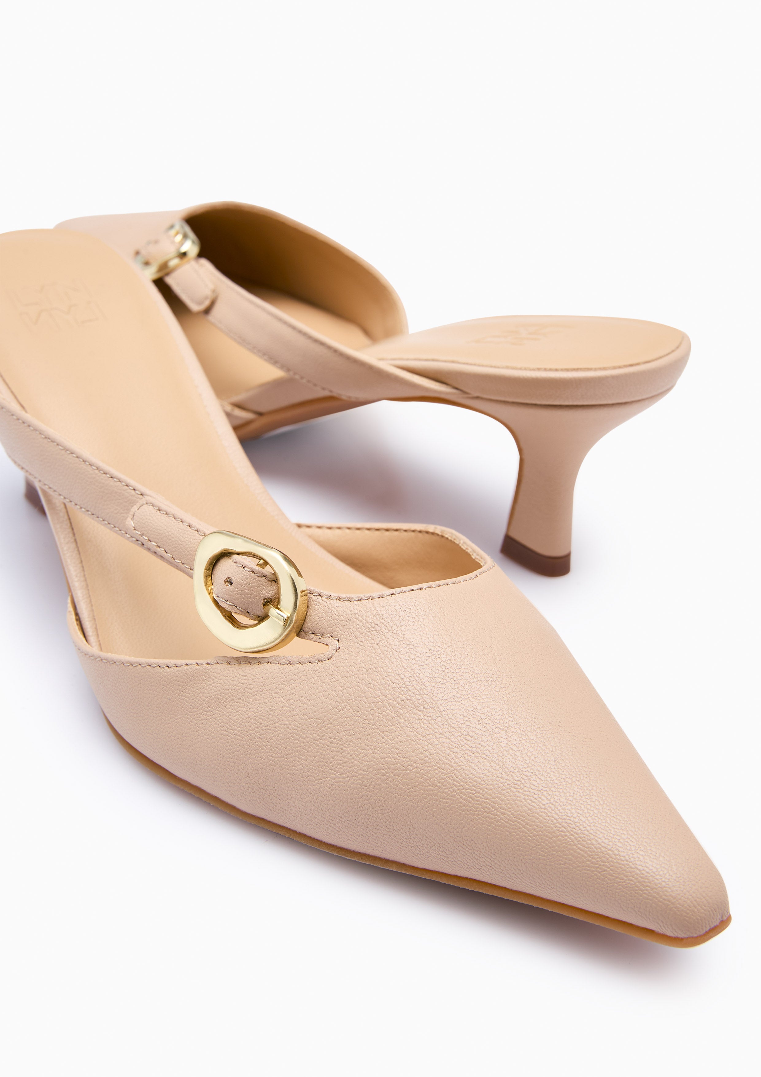 Grazia Pointed Toe Mules Beige