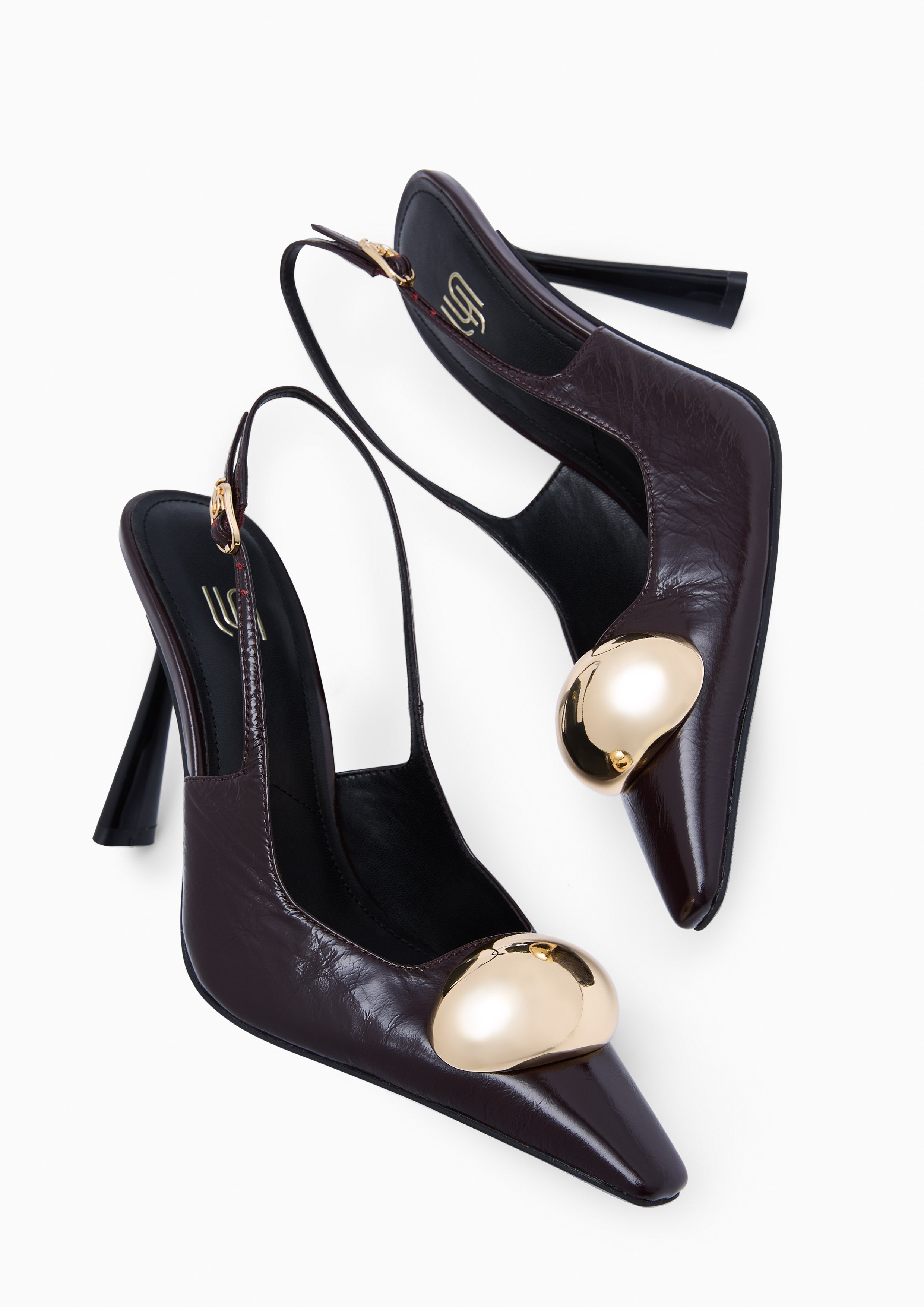 Galia Slingback Heels Dark Red