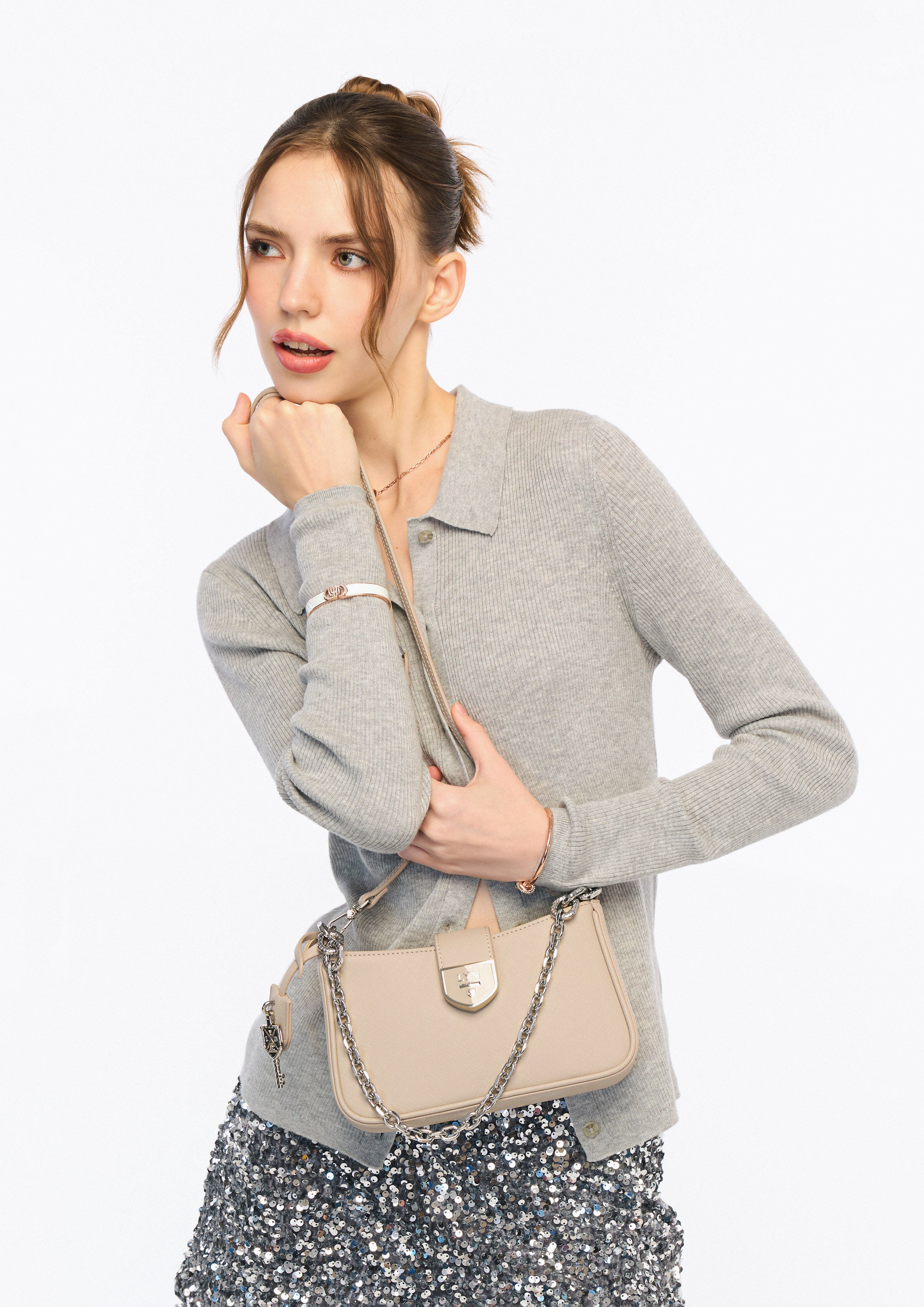 Re-Edit Casia Athella Shoulder Bag Light Grey