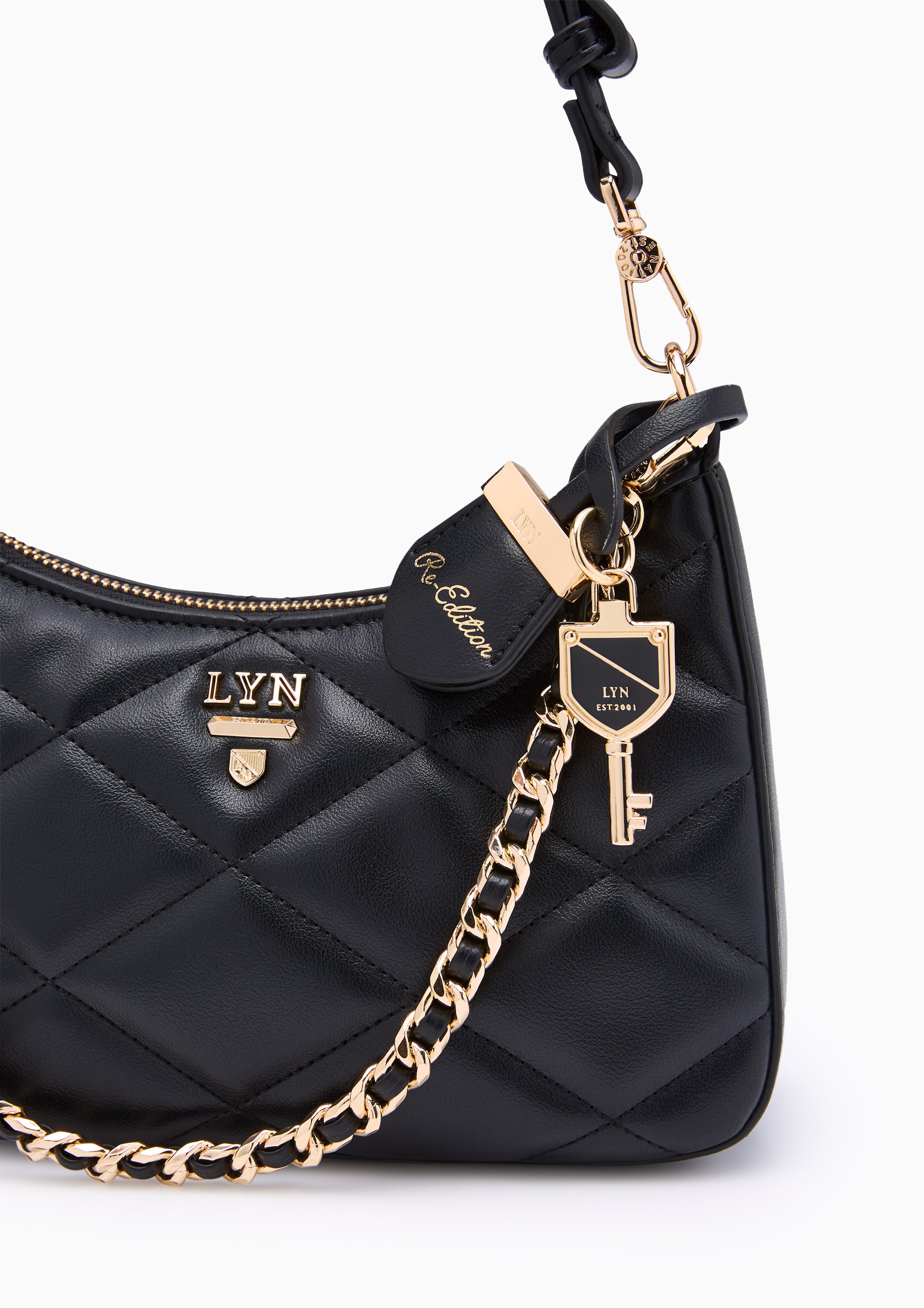 Re-Edit Rosee Quilt S Shoulder Bag Black