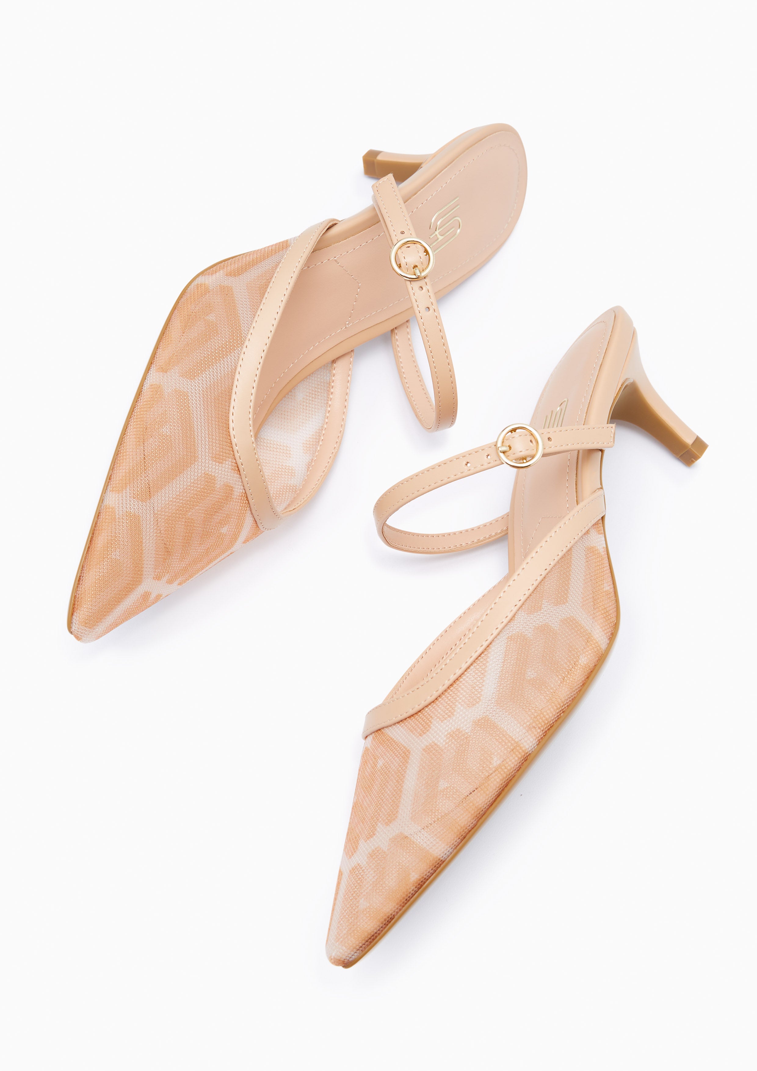 Ada Infinite Kitten Heel Shoes Beige