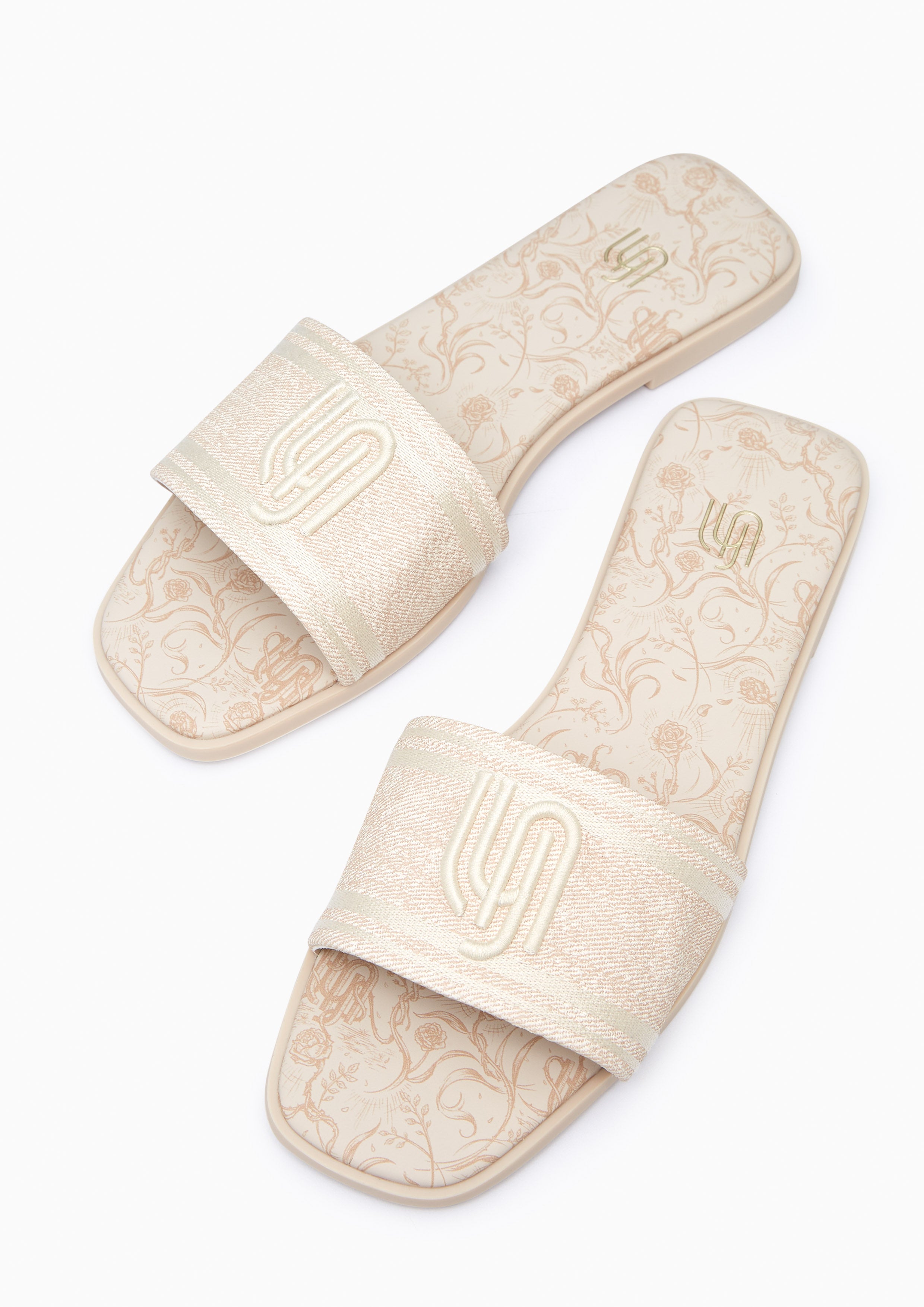 Maiden Denim Infinite Flat Sandals Beige