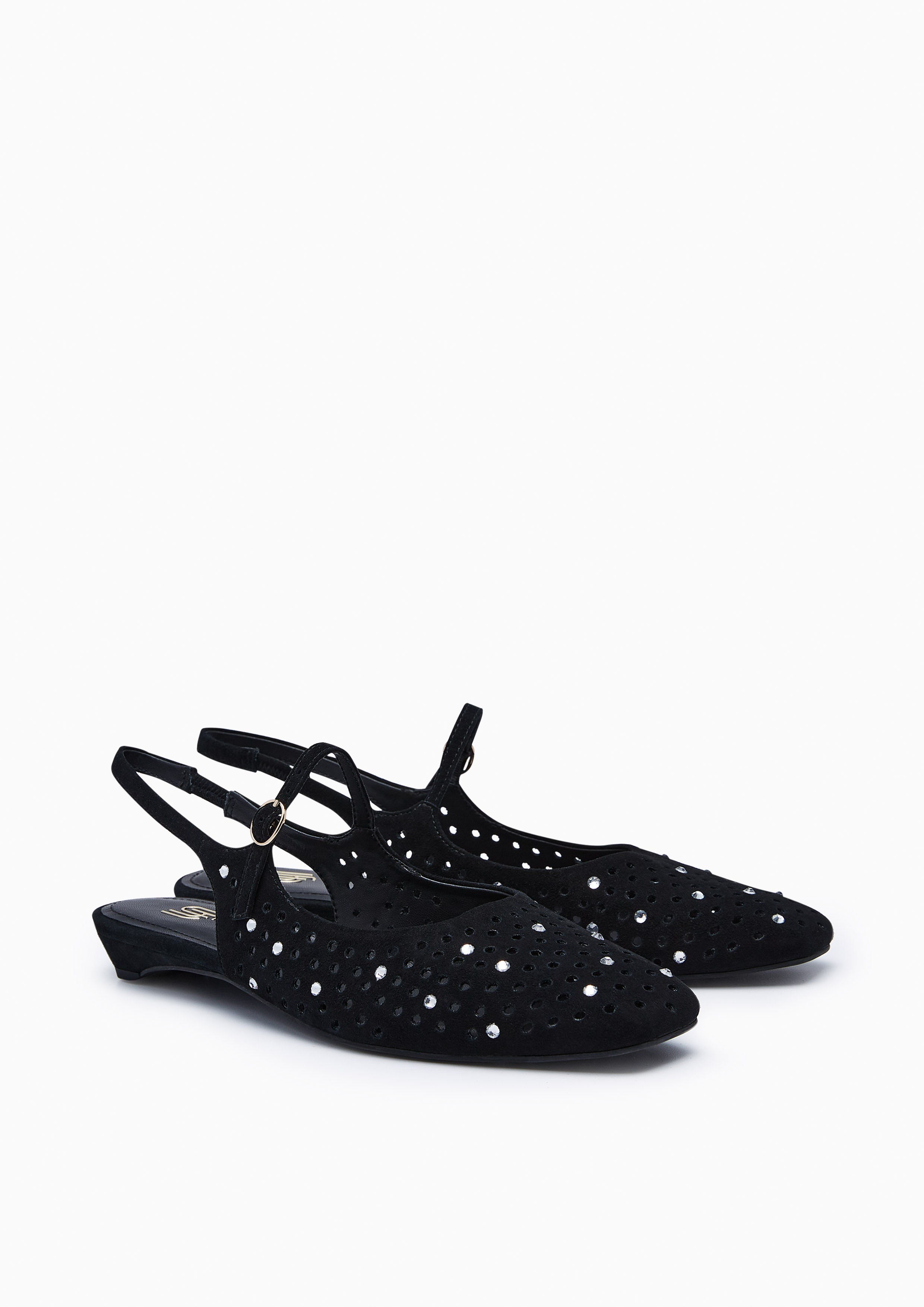 Nine Infinite Slingback Flats Black