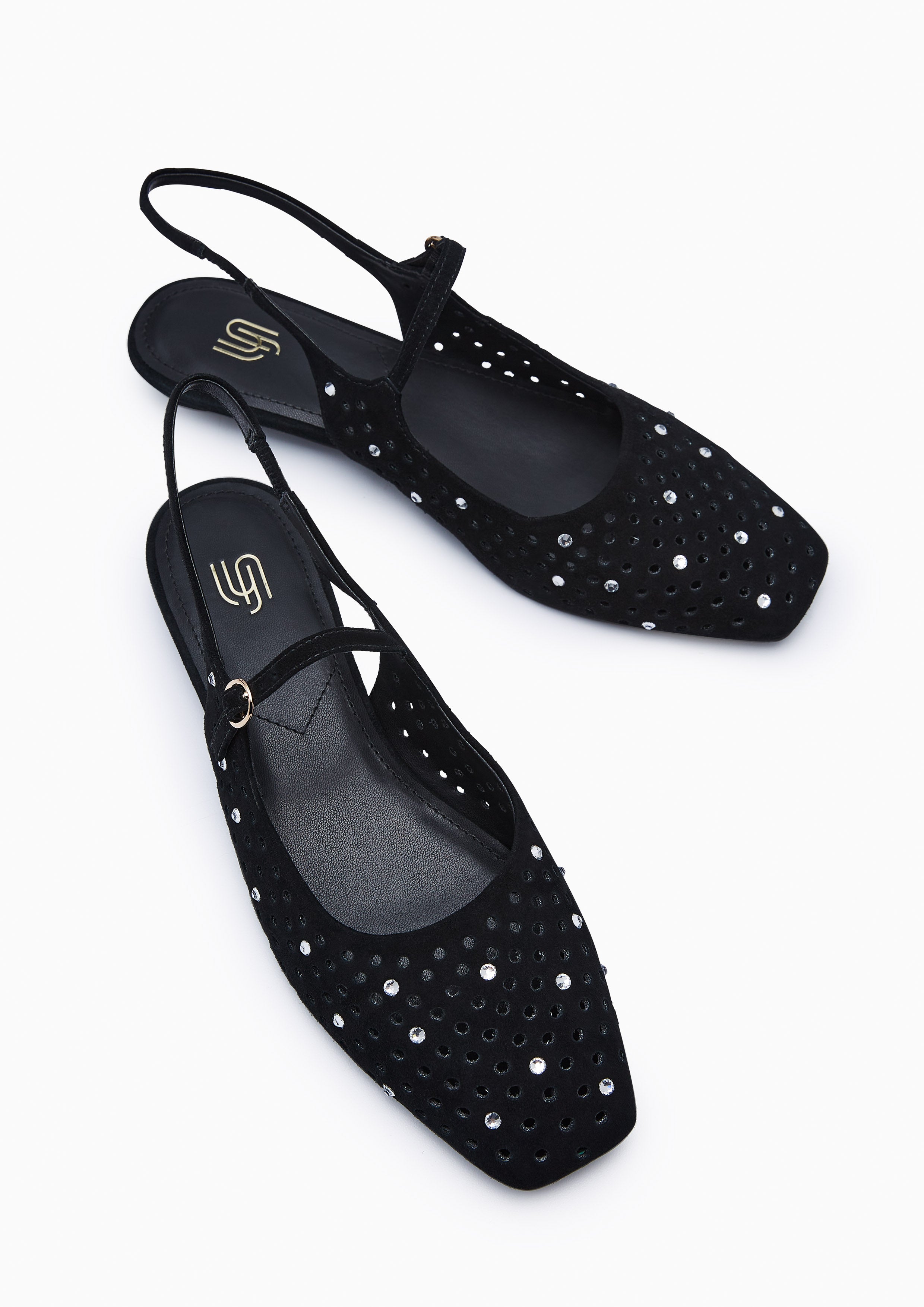 Nine Infinite Slingback Flats Black