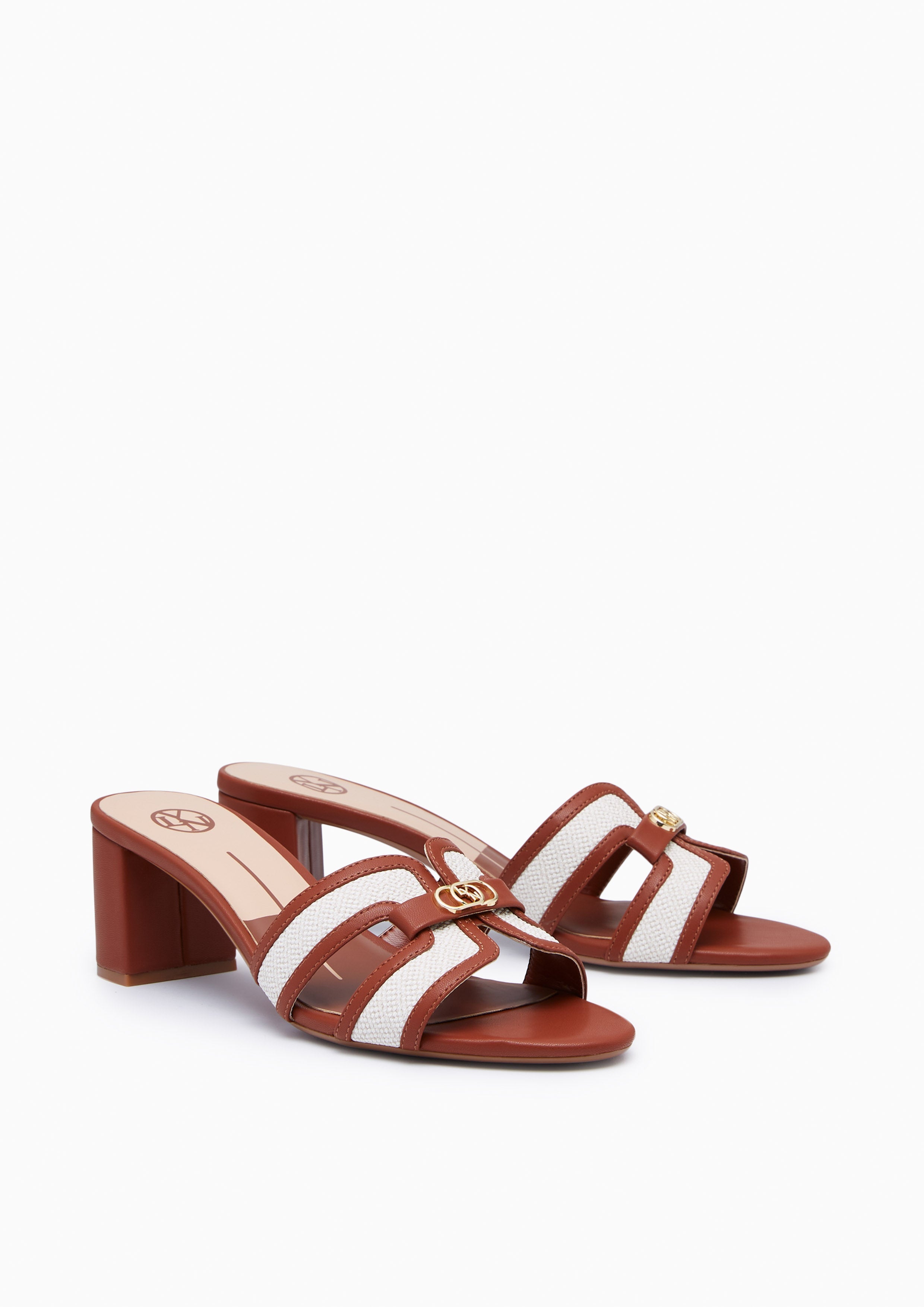 Hey Mid Edge Block Heel Sandals Brown
