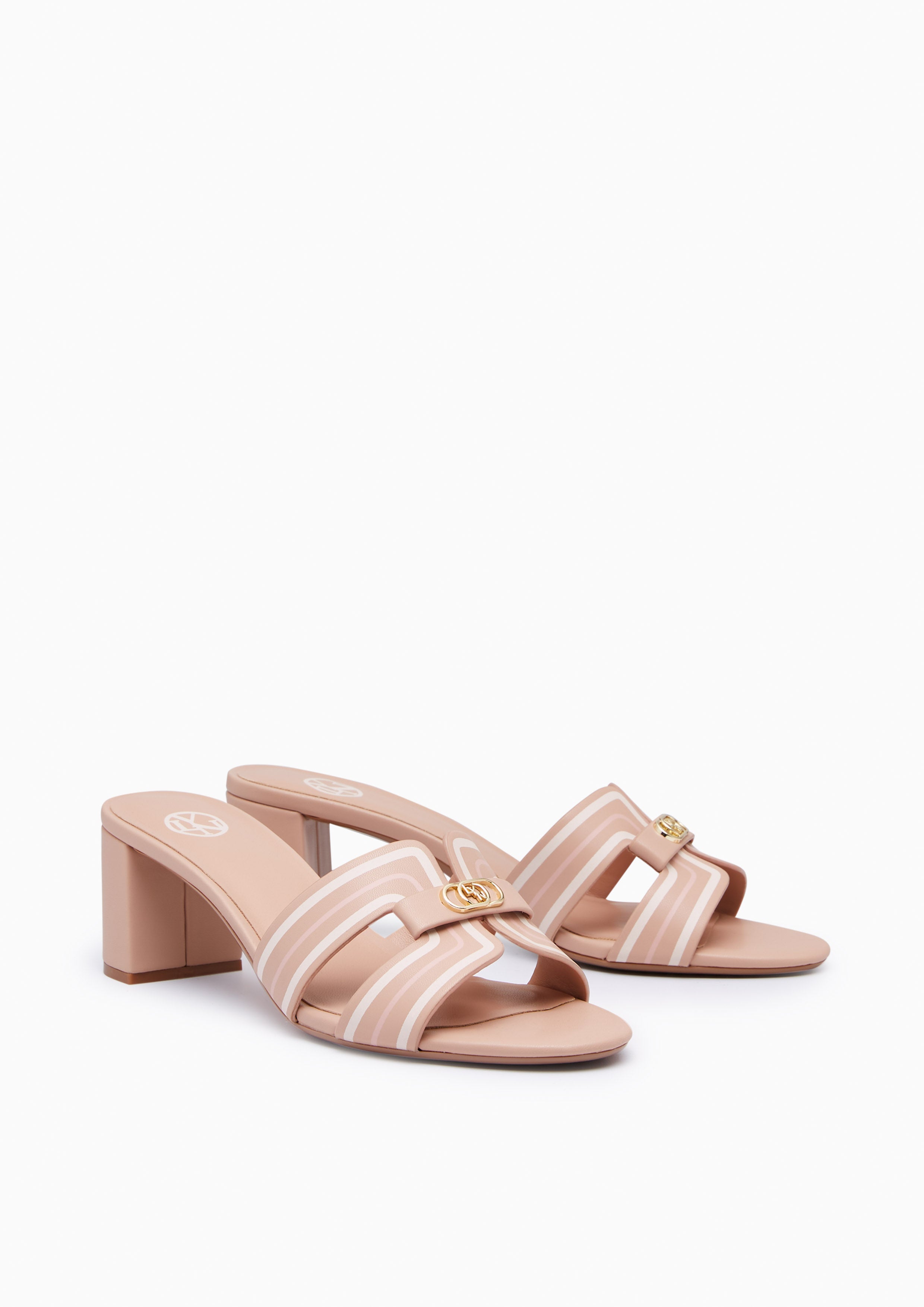 Hey Mid Stripe Heel Sandals Beige
