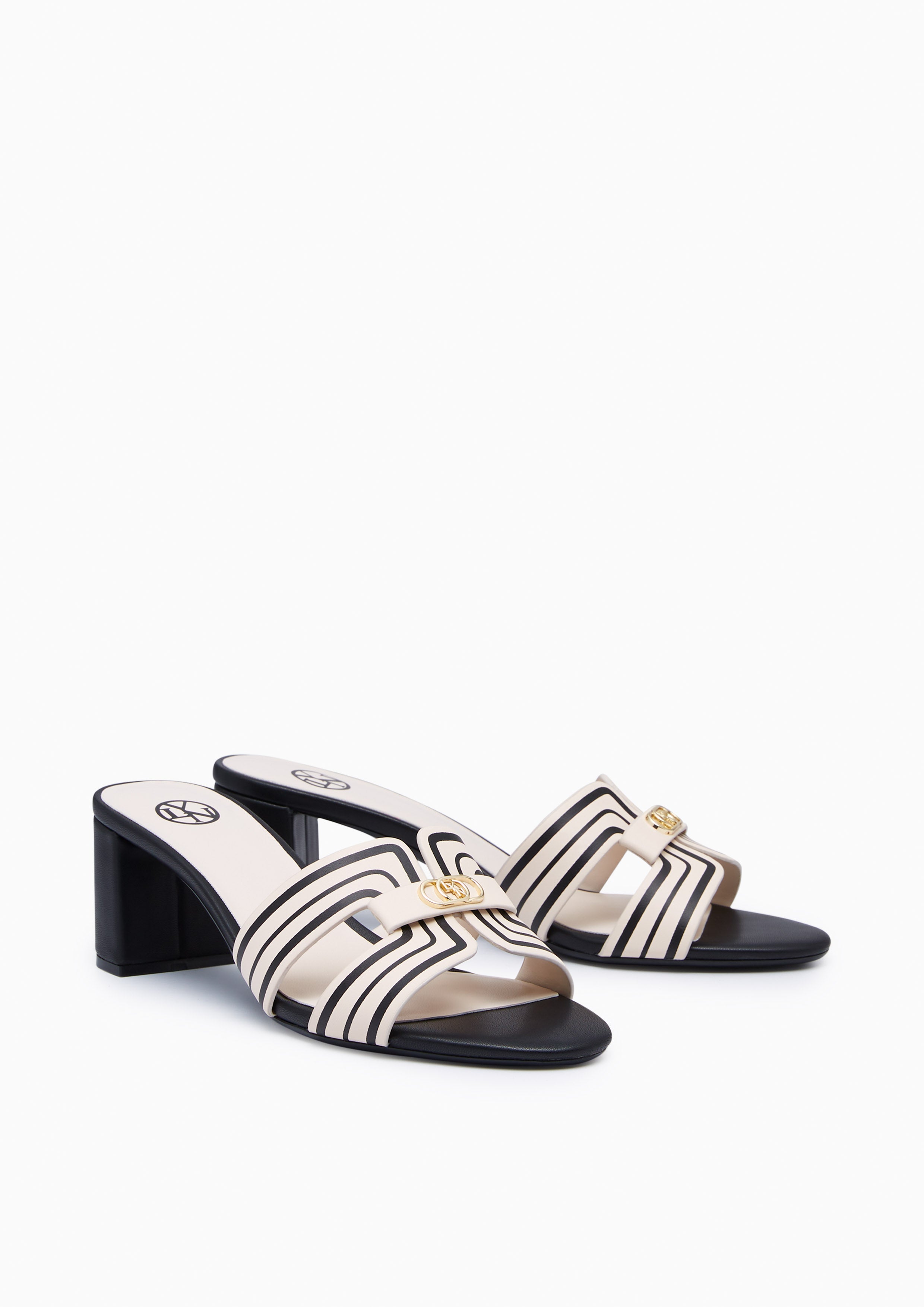 Hey Mid Stripe Heel Sandals Black